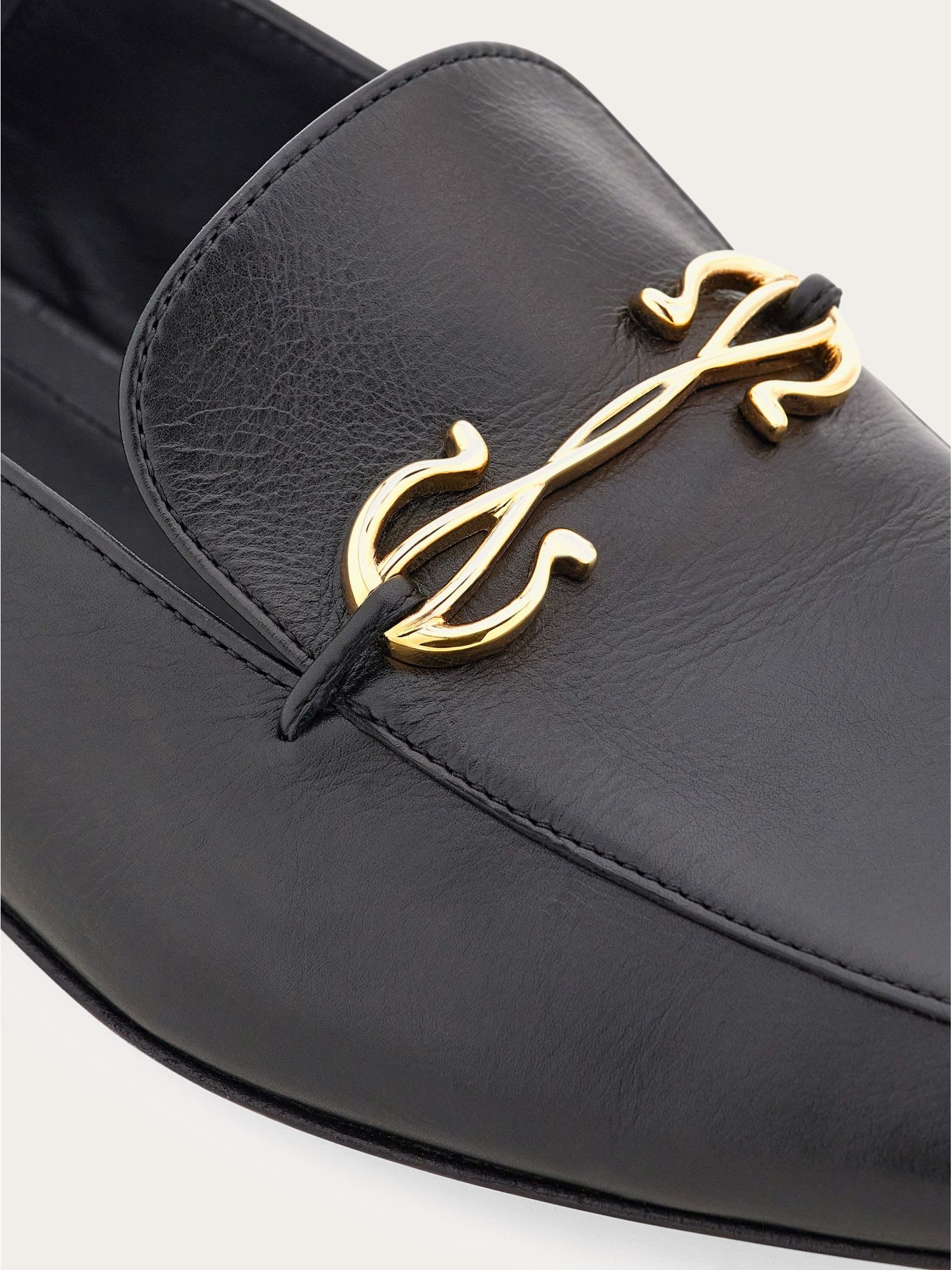 Shop Ferragamo Black Calf Leather Loafers