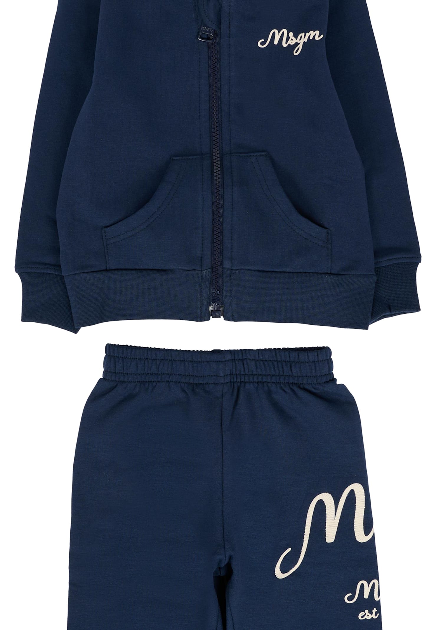 Msgm Blue Set For Baby Boy With White Logo In Blue