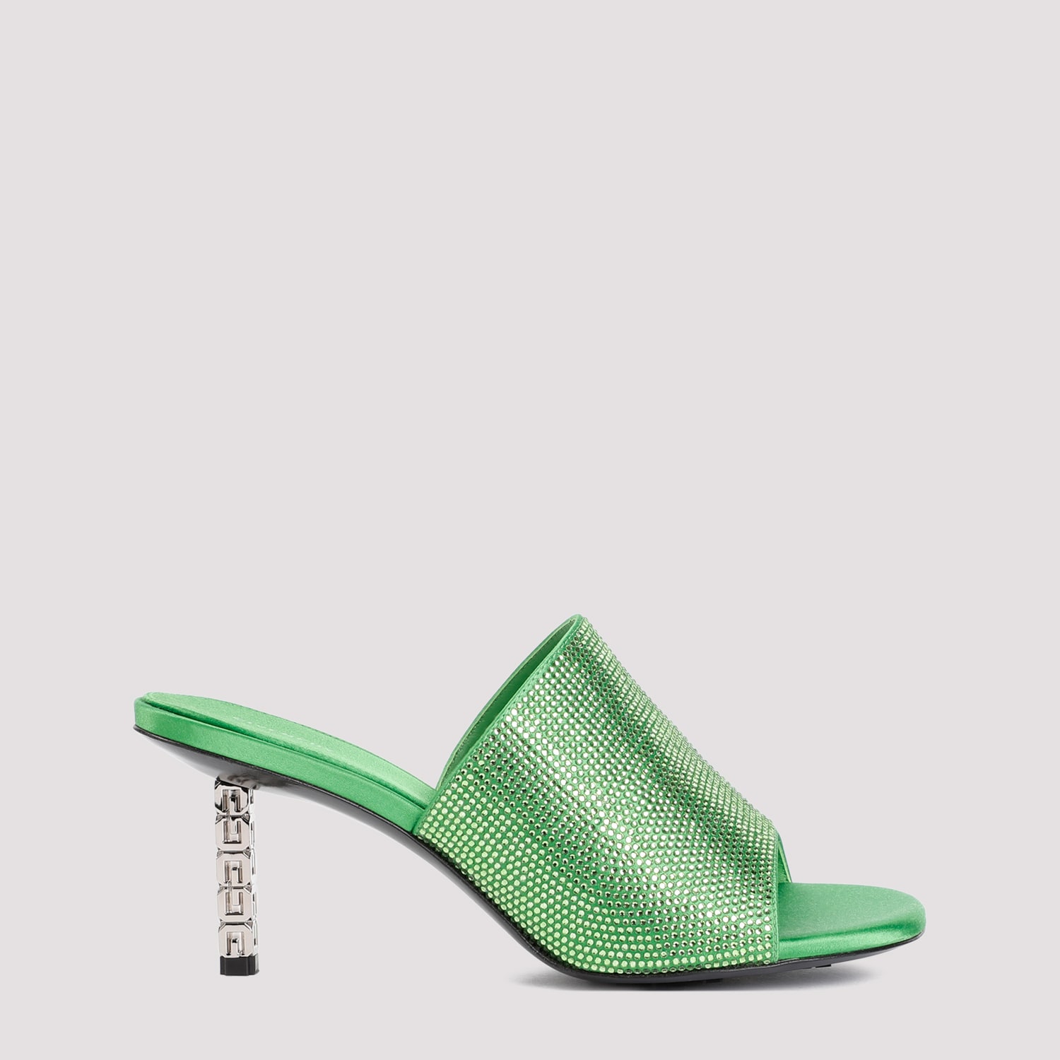 Shop Givenchy G Cube Mules In Satin With Strass In Absynthe Green