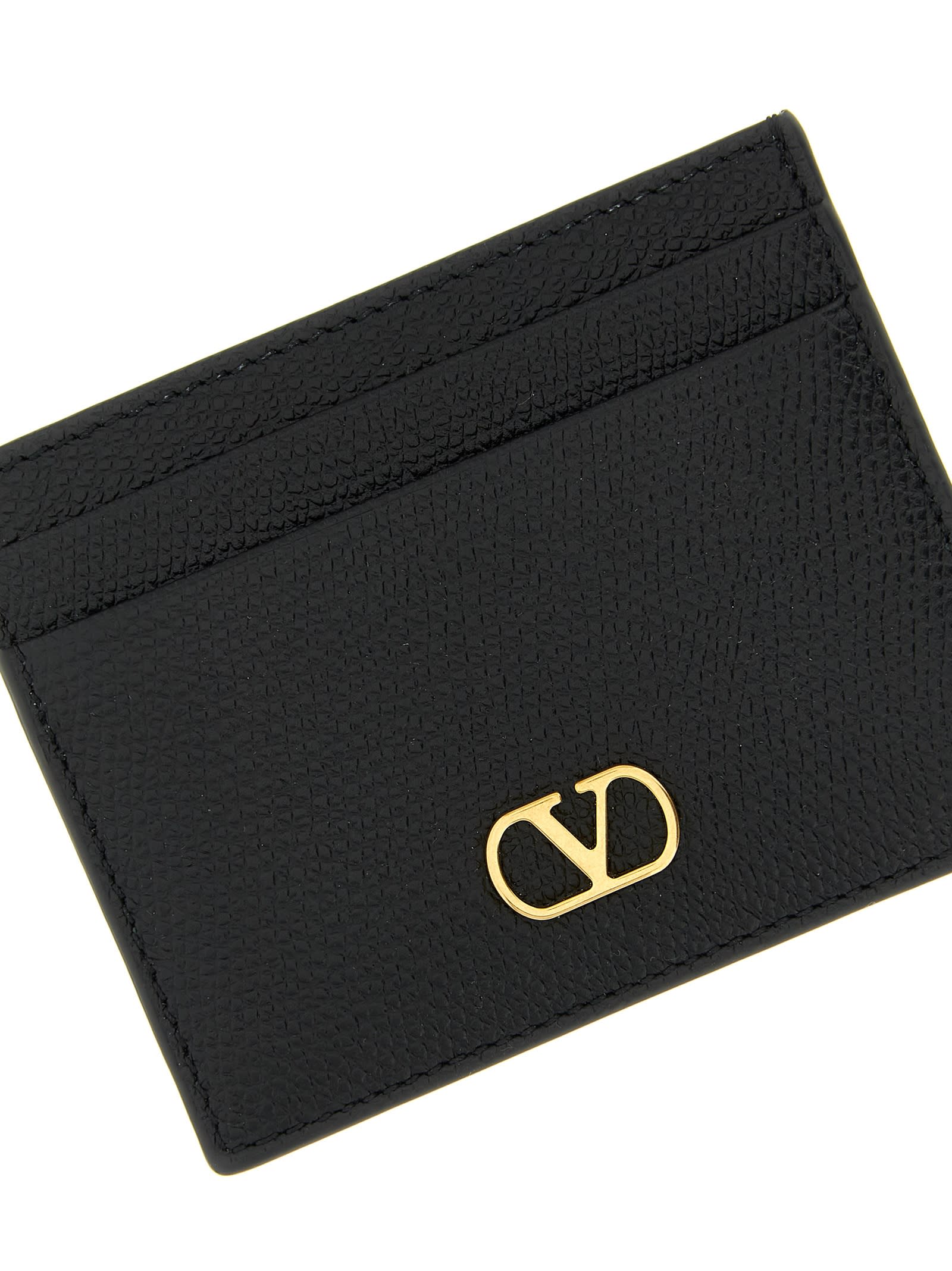 Valentino Garavani Vlogo Signature Black Credit Card Holder Women In Black
