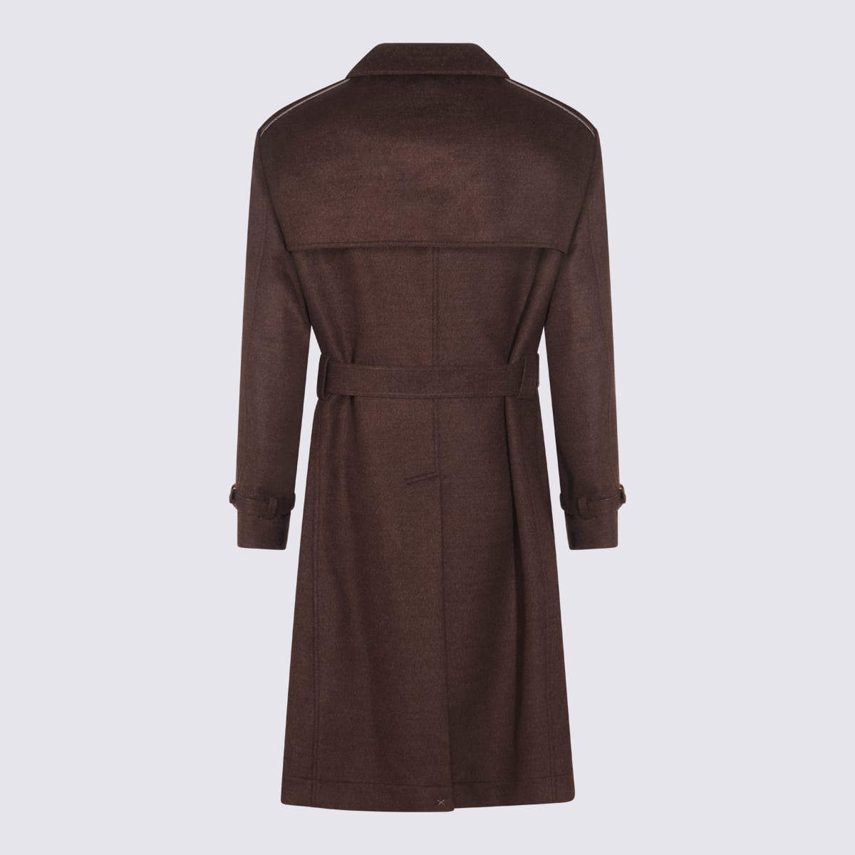Brunello Cucinelli Brown Wool Trench Coat In Brown