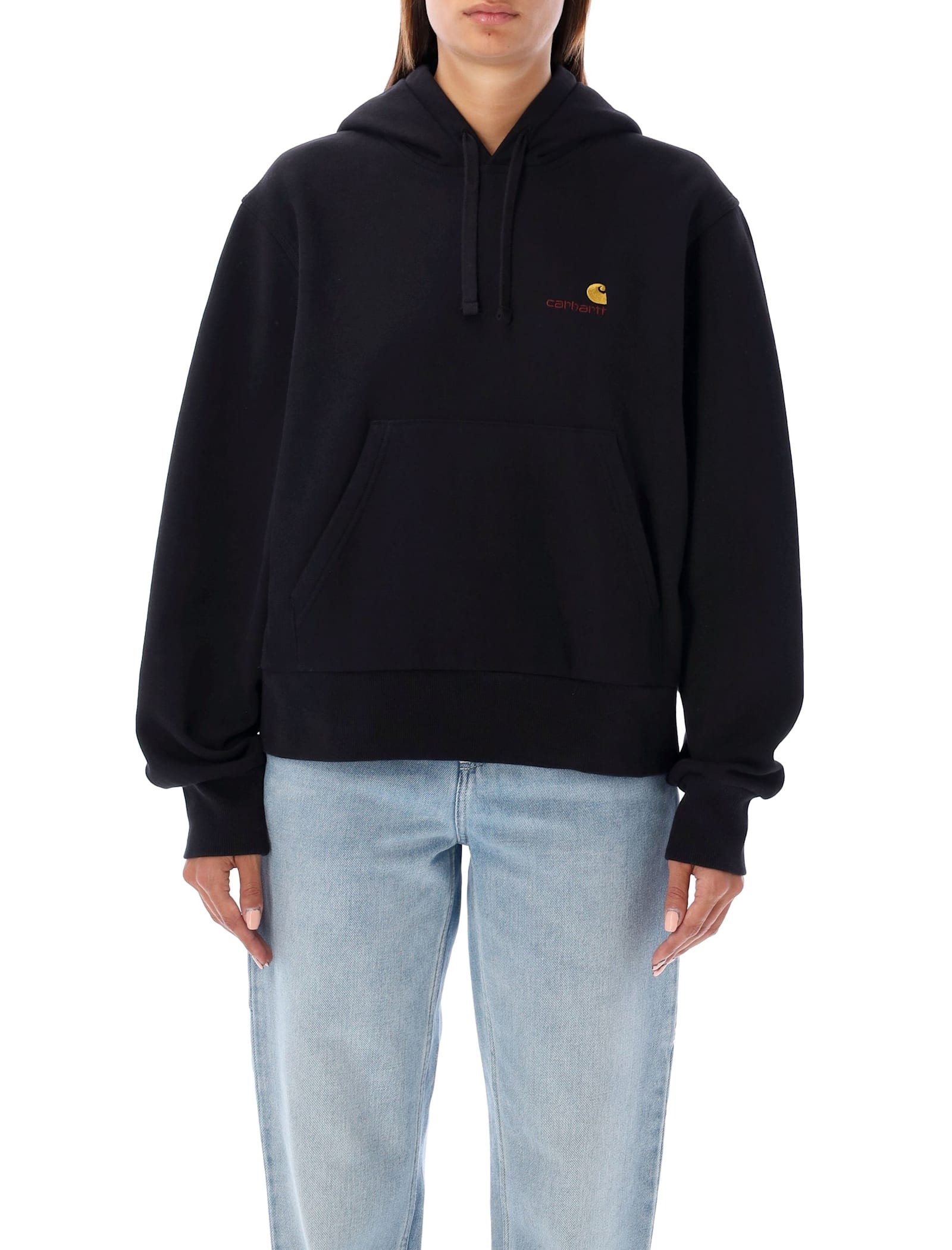 Shop Carhartt W Hooded American Script Sweatshirt In Black