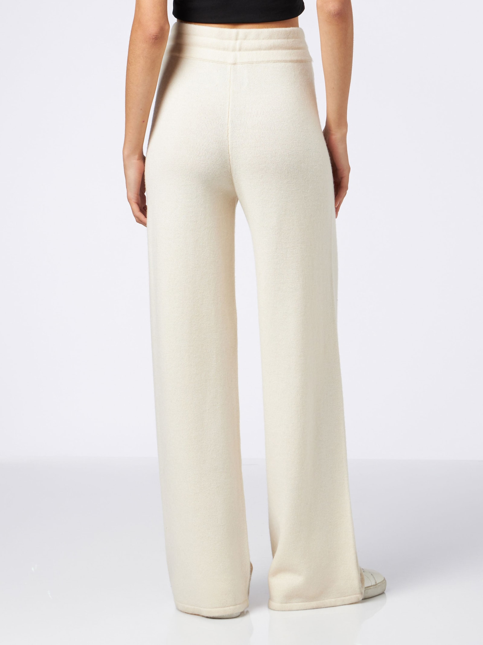 MC2 SAINT BARTH WOMAN OFF-WHITE CASHMERE BLEND PALAZZO PANTS 