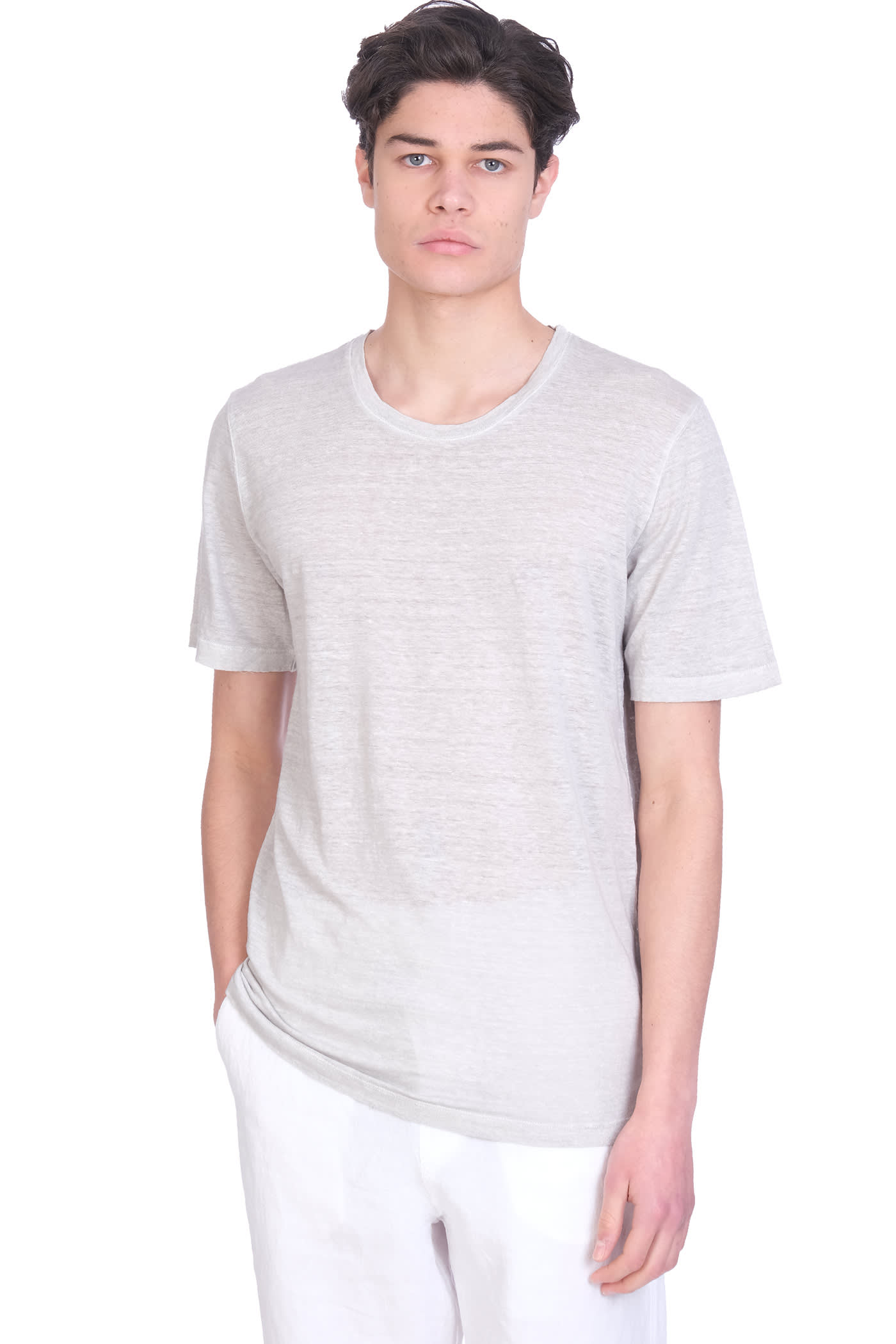 120% Lino T-shirt In Beige Linen