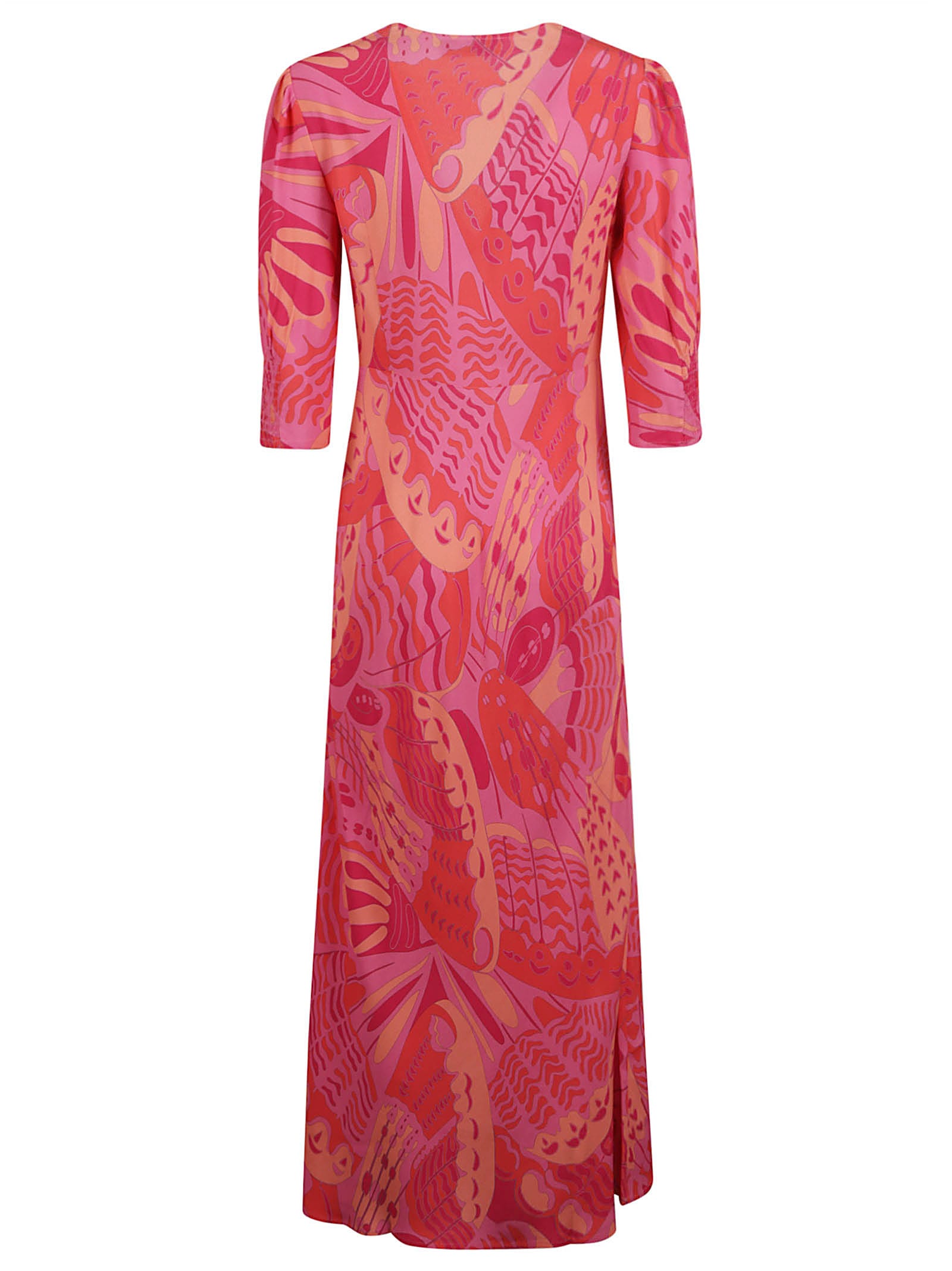 Shop Rixo London Butterfly Print V-neck Long Dress In Butterfly Pink