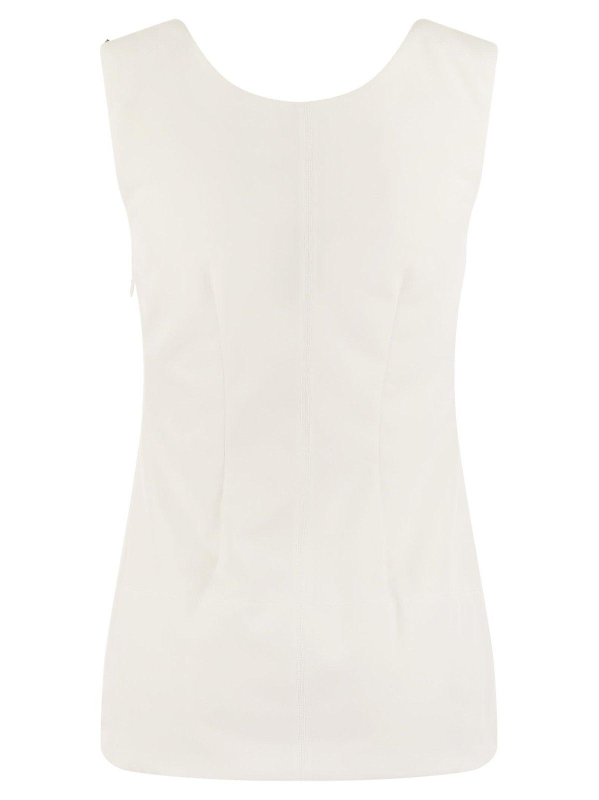 Shop Sportmax Sleeveless Jersey Top In Bianco