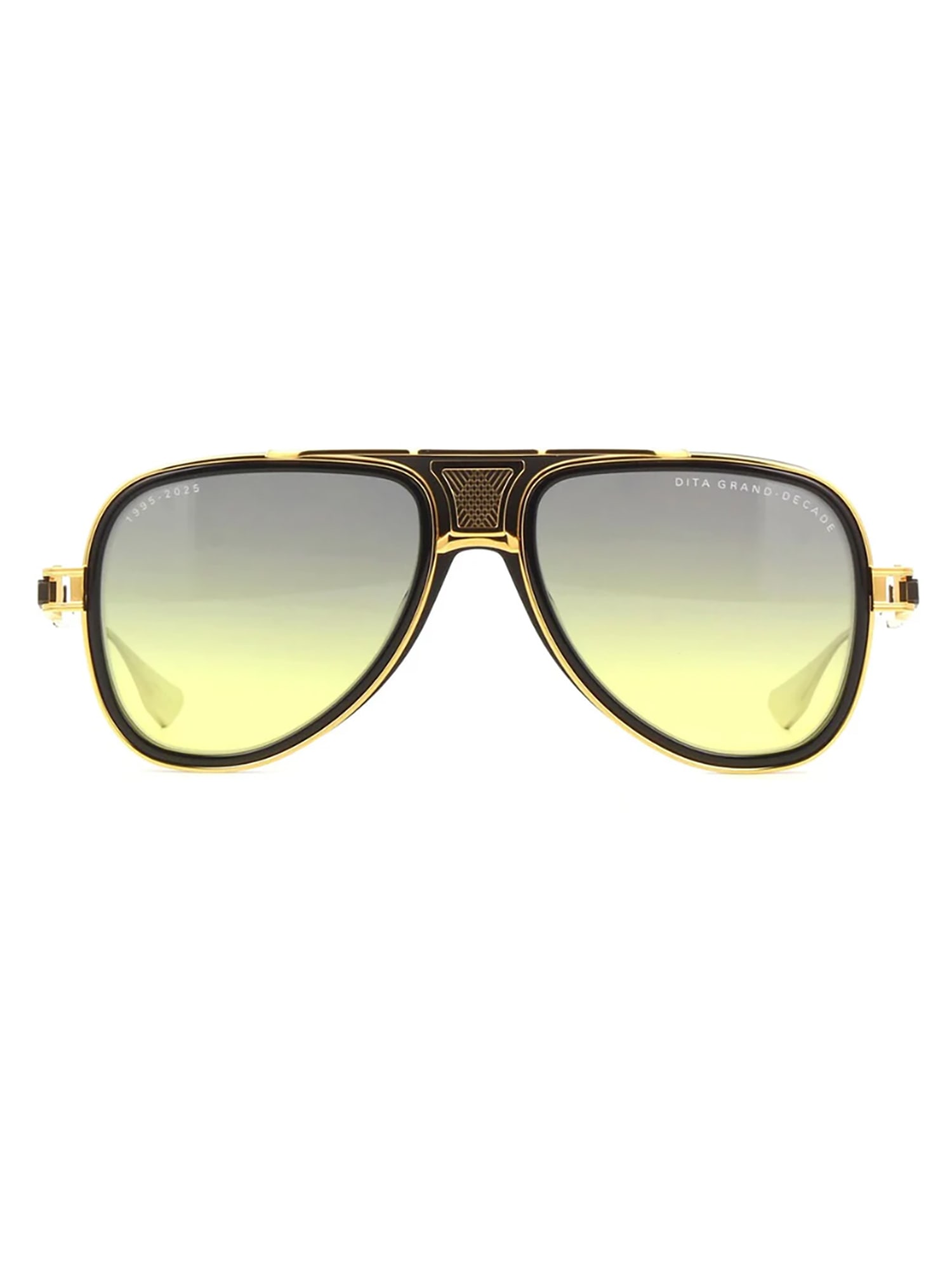 Shop Dita Dts460/a/01 Grand/decade Sunglasses In Black_yellow Gold_silver