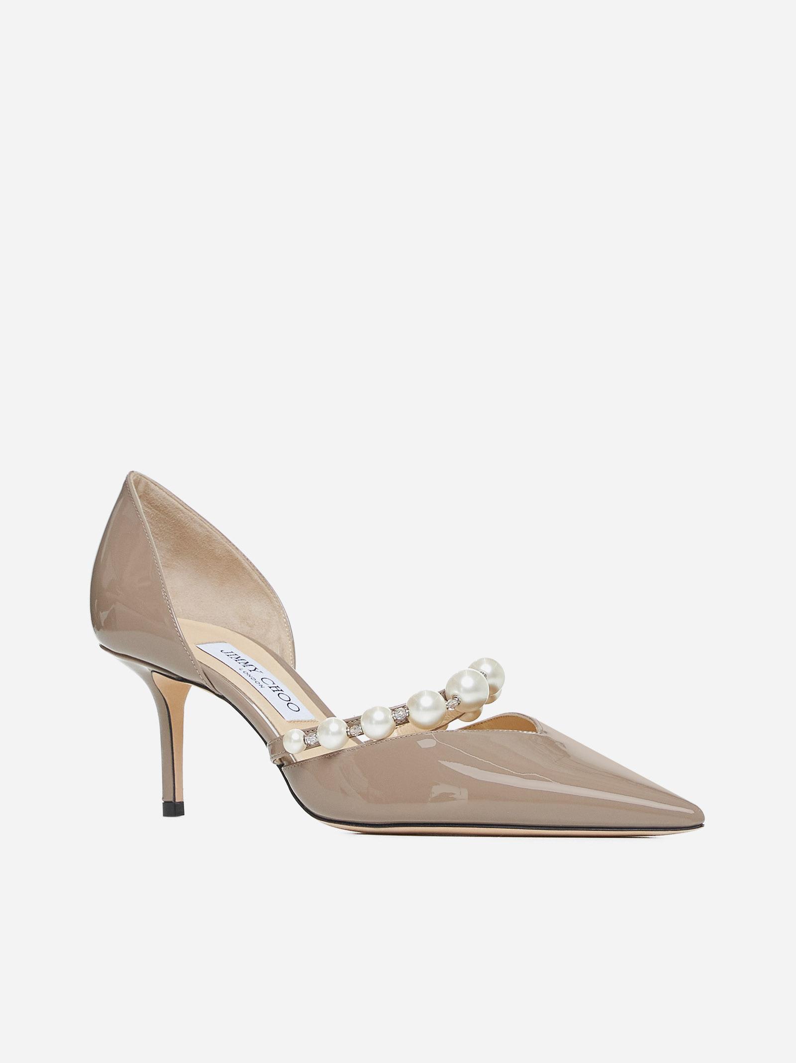 Shop Jimmy Choo Aurelie Patent Leather Pumps In Grigio