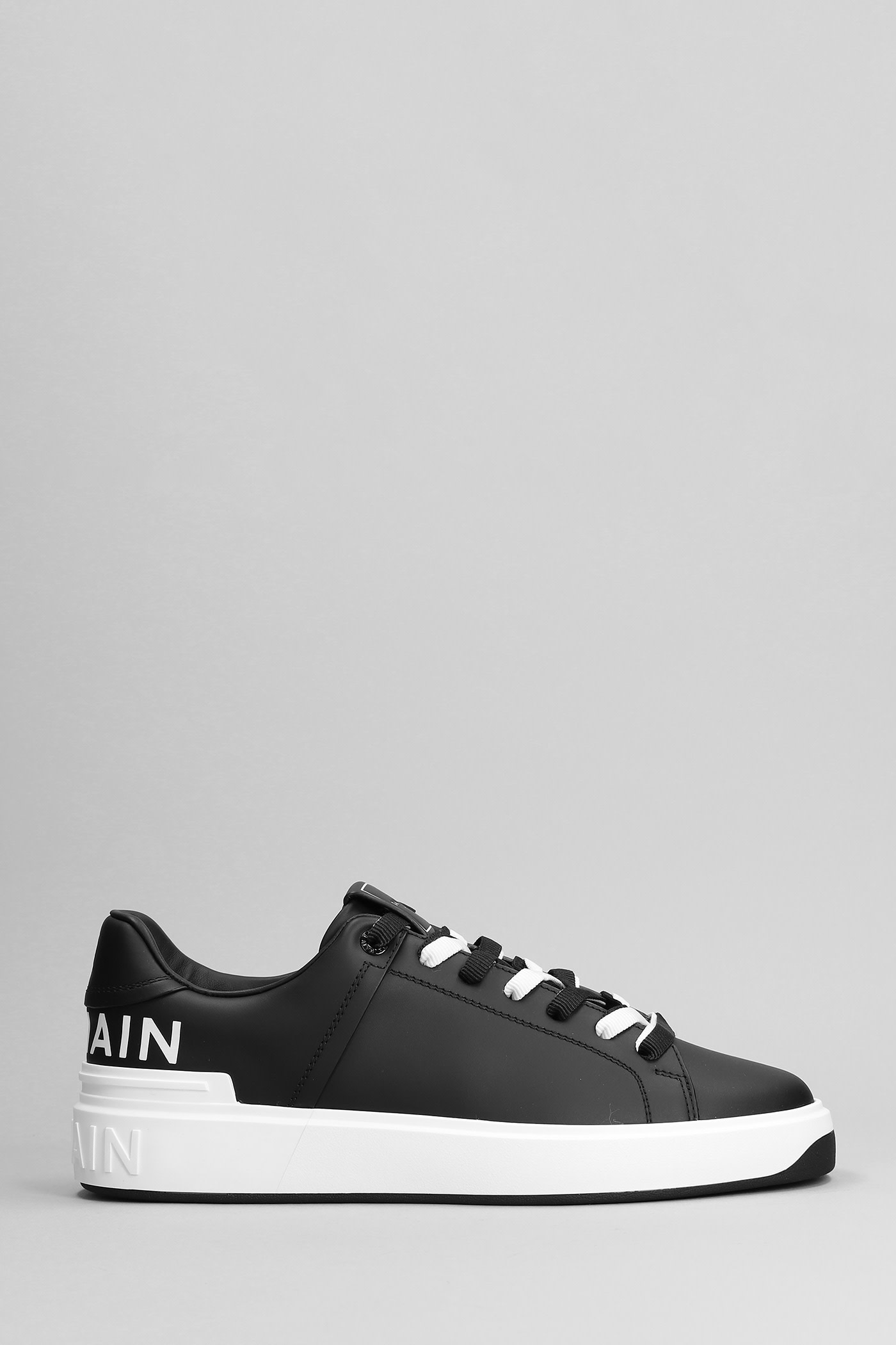 Balmain B-court Leather Sneakers In Black