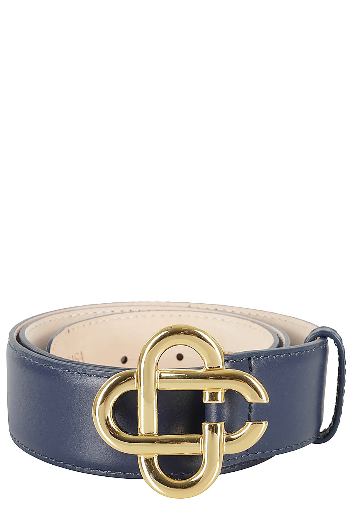 Shop Casablanca Cc Logo Buckle Belt In Navy