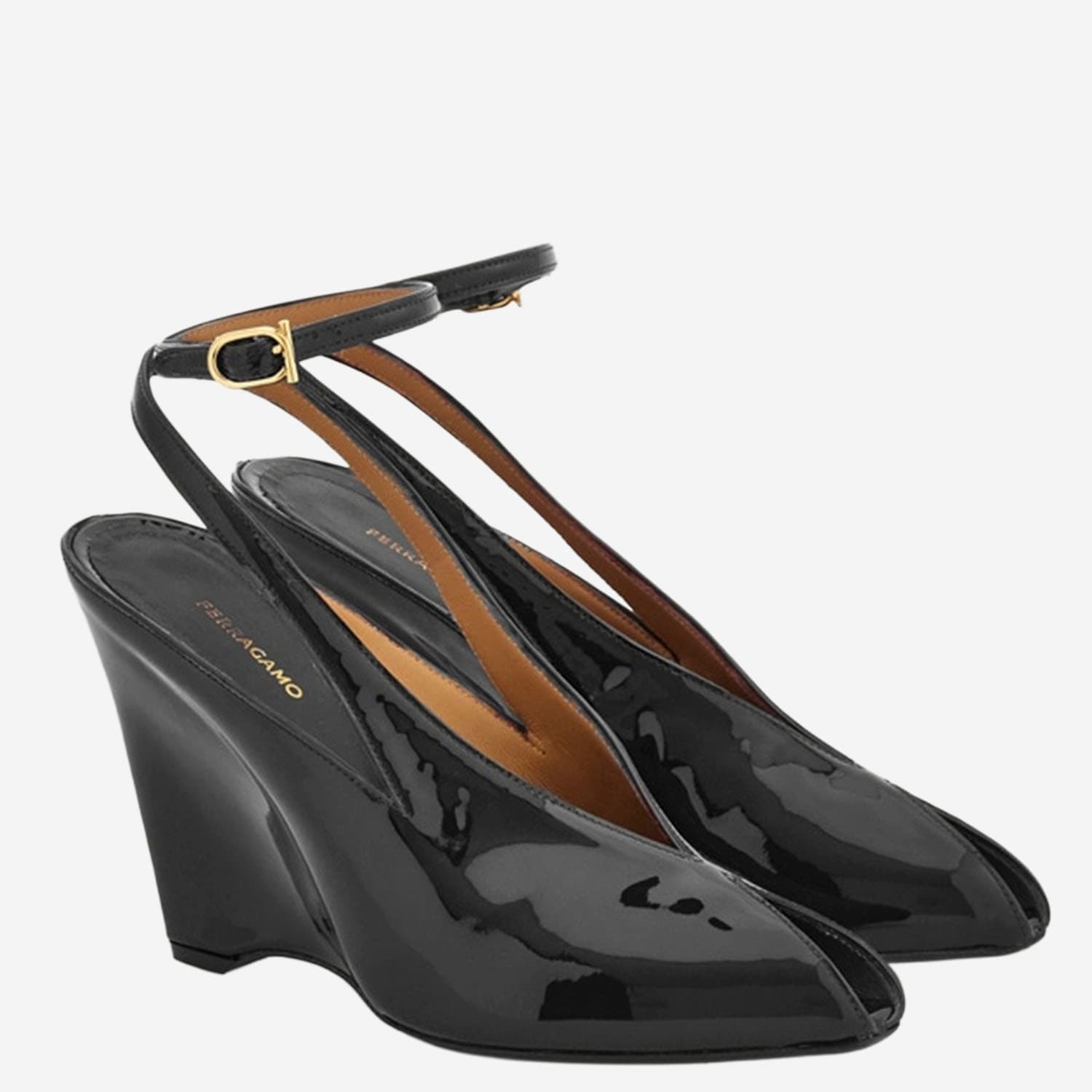 Ferragamo Wedge-heeled Platform Sandals In Black