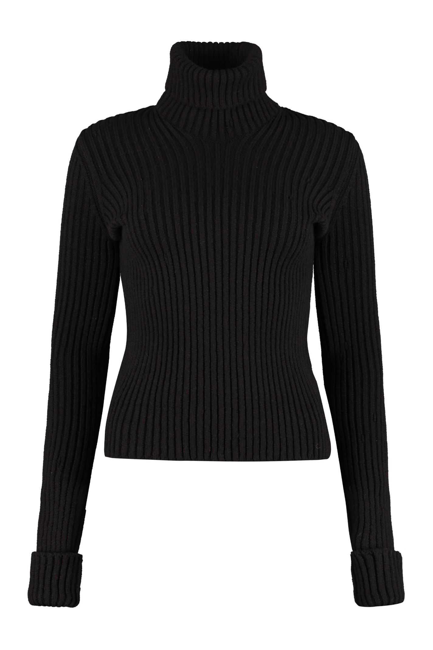 Shop Bottega Veneta Ribbed Turtleneck Sweater In Black