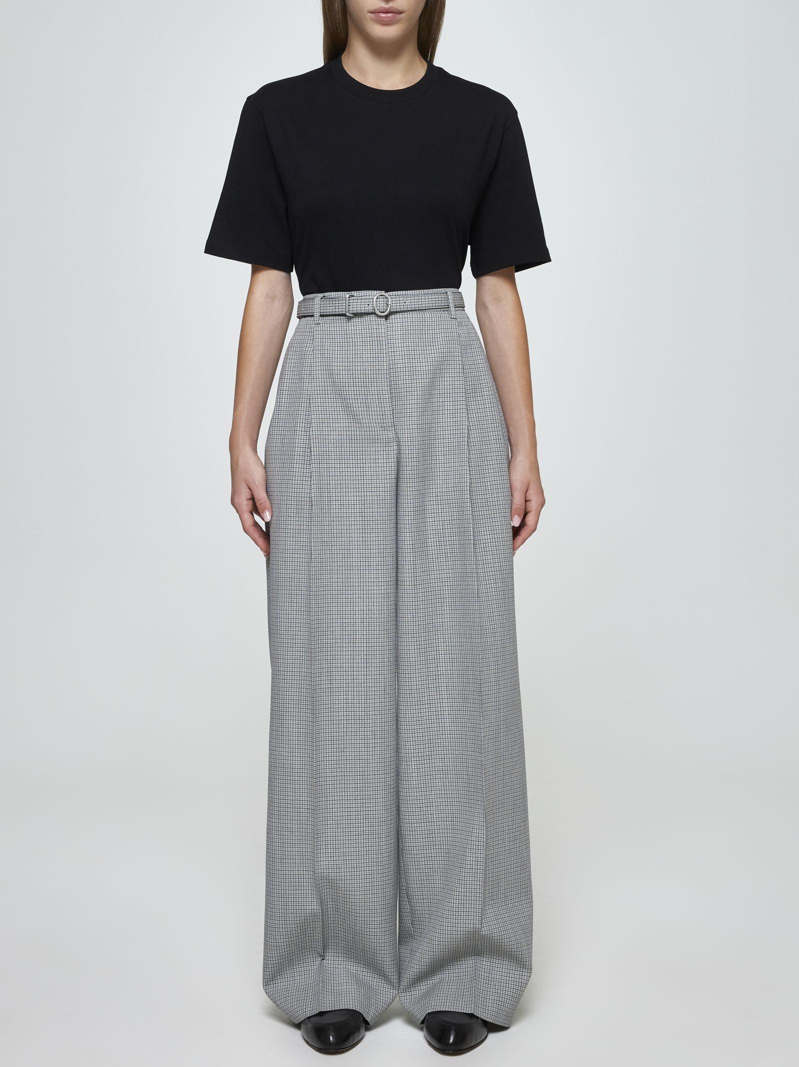 Shop Jil Sander Micro-check Wool Trousers In Grey