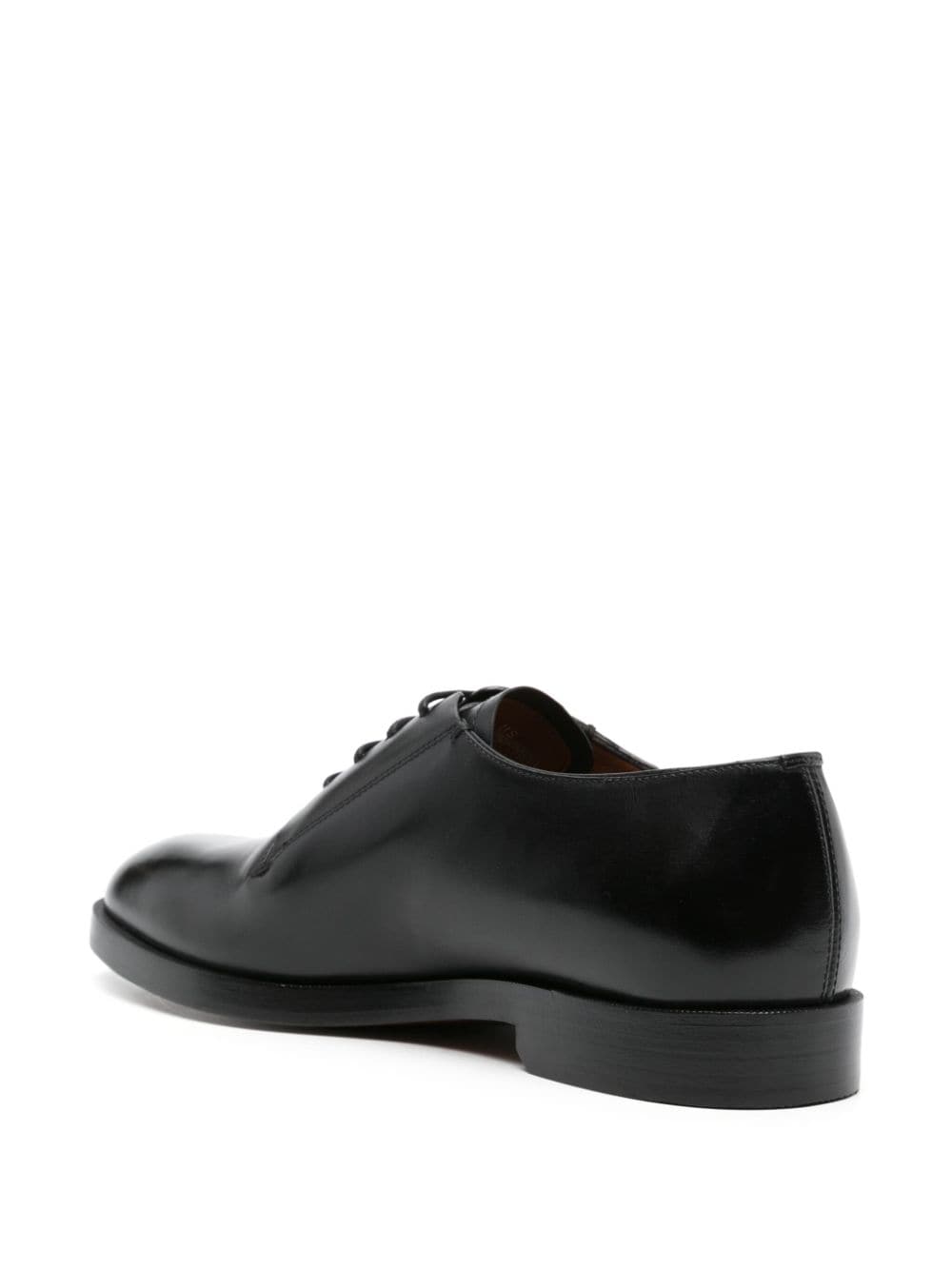 Shop Zegna Almond-toe Leather Derby Shoes In Black