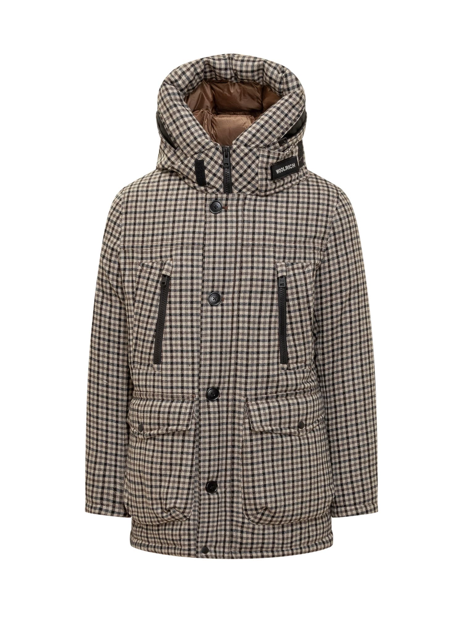 Shop Woolrich Wool Artic Parka In Cream Check