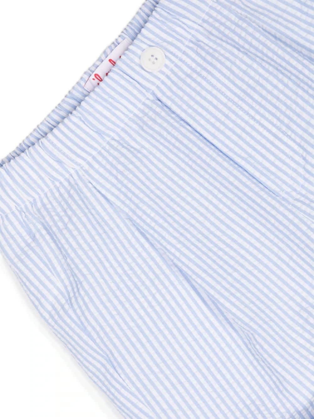 Shop Il Gufo Two Piece Set In White And Light Blue Striped Seersucker