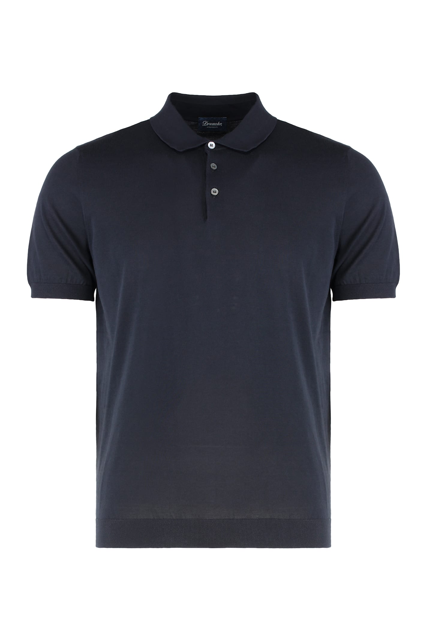 Drumohr Spread-collar Cotton Polo Shirt In Blue