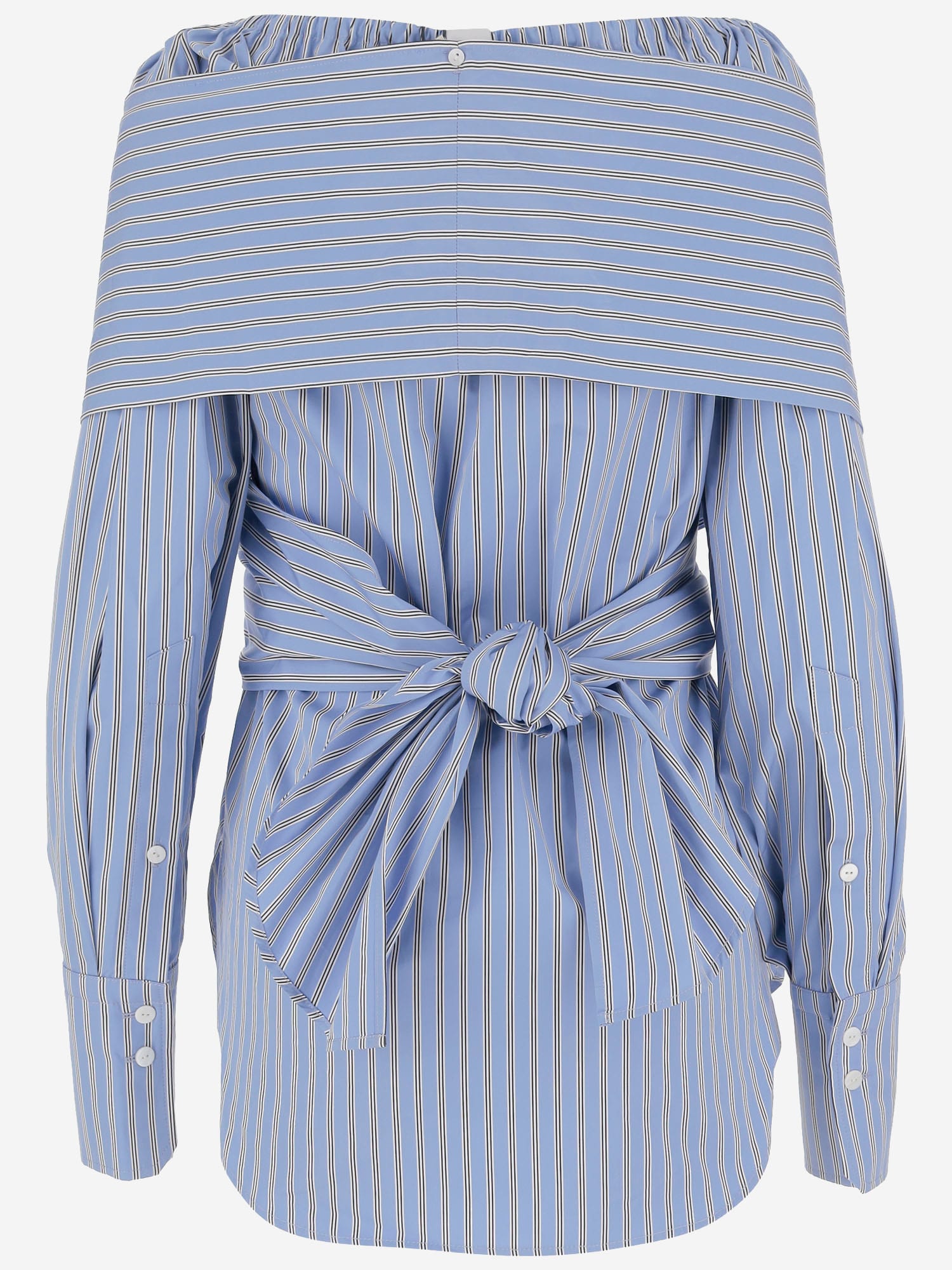 Patou Crossbanded Bluse In Recycled Nylon In Light Blue