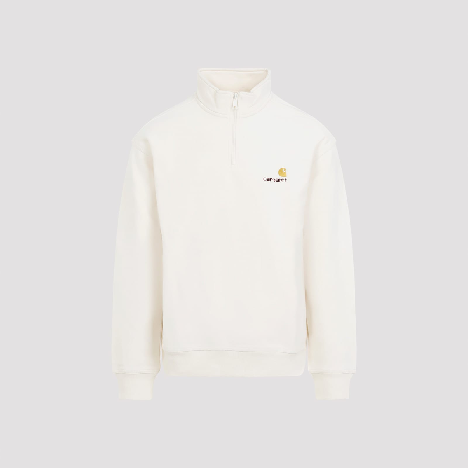 Carhartt Off-white Half Zip American Script Sweatshirt In Neutral