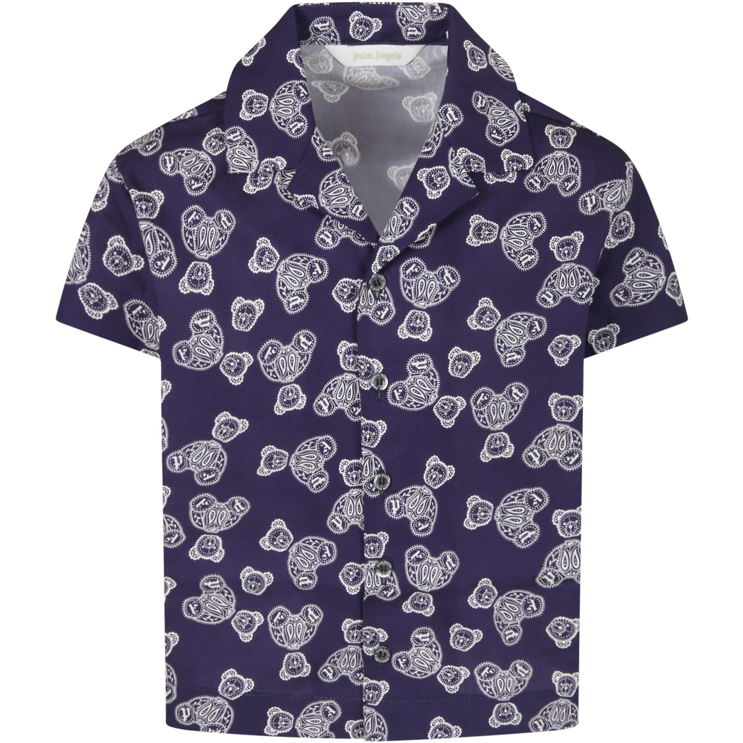 Palm Angels Blue Shirt For Boy With Bears