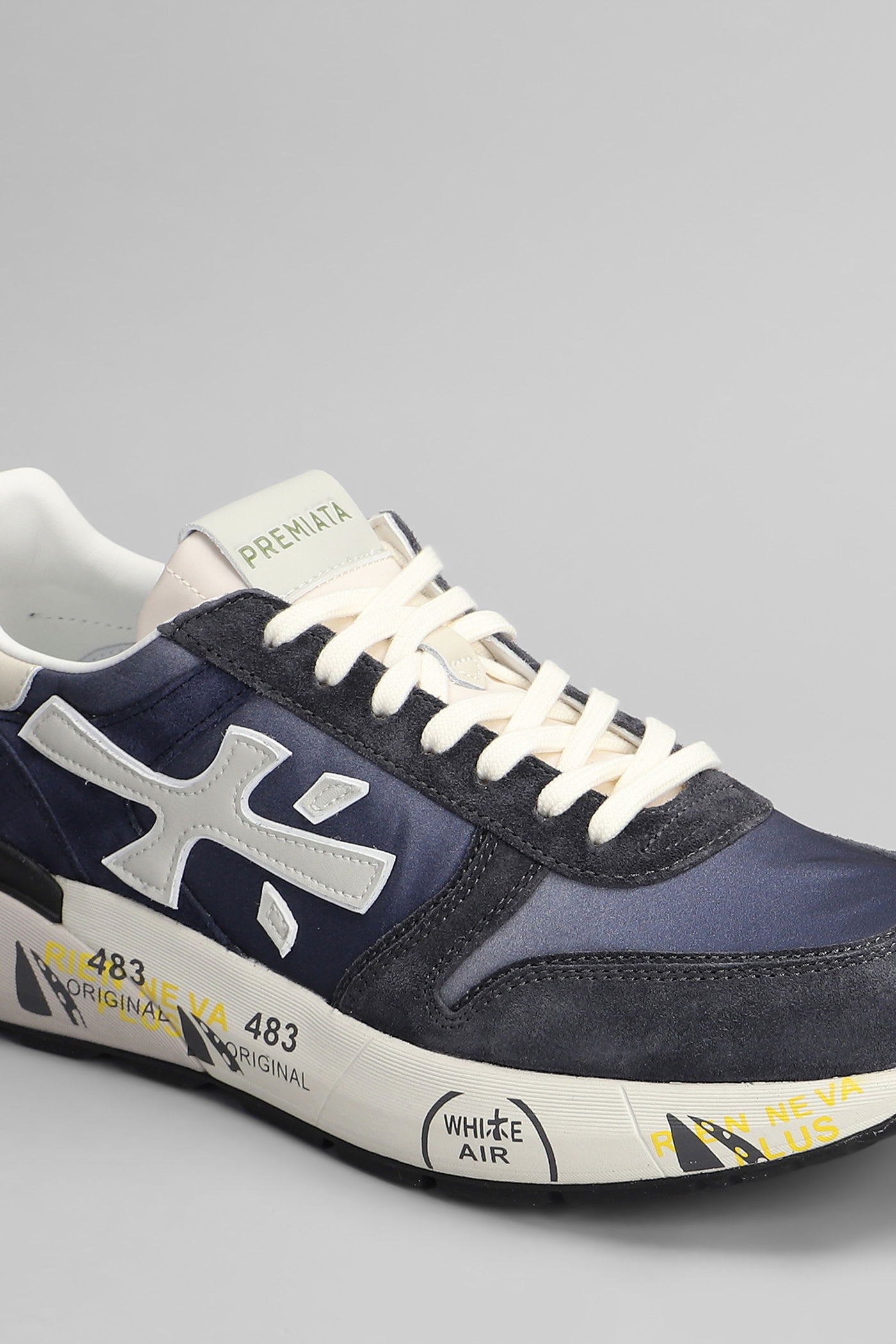 Premiata Low Top Mick Sneakers With Contrasting Sole In Blue