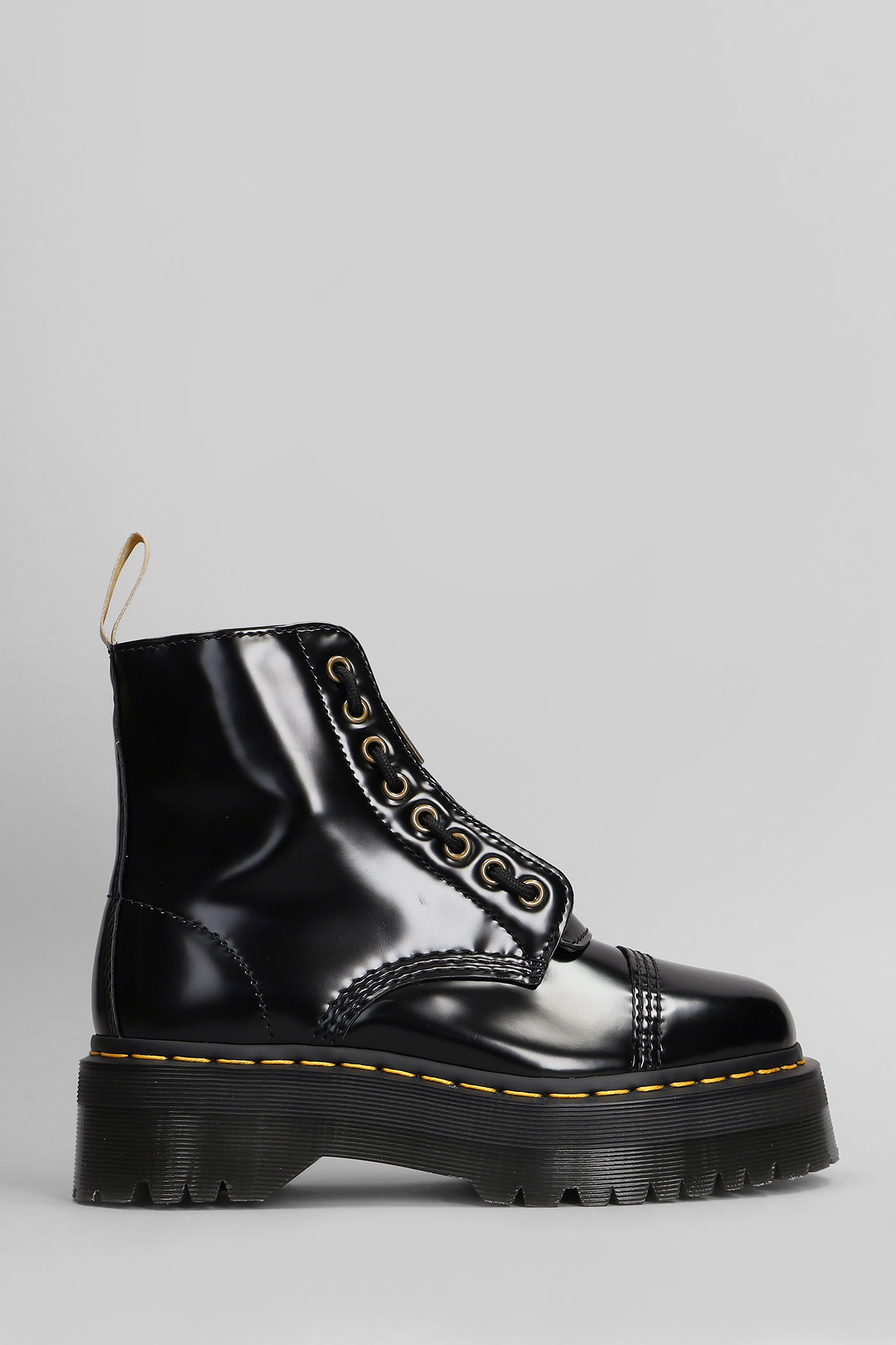 DR. MARTENS VEGAN SINCLAIR COMBAT BOOTS IN BLACK SYNTHETIC