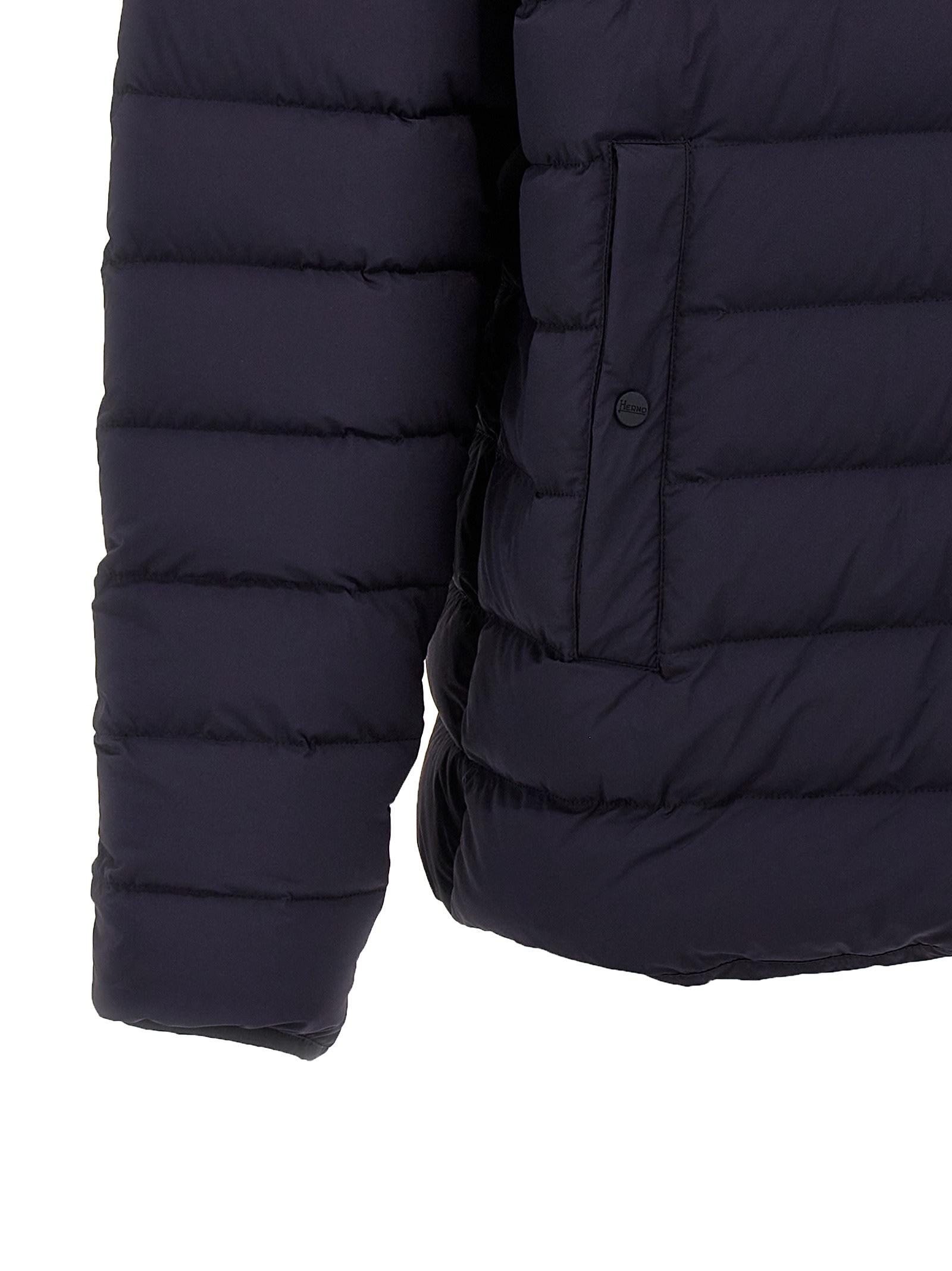 Shop Herno Hooded Down Jacket In Blue