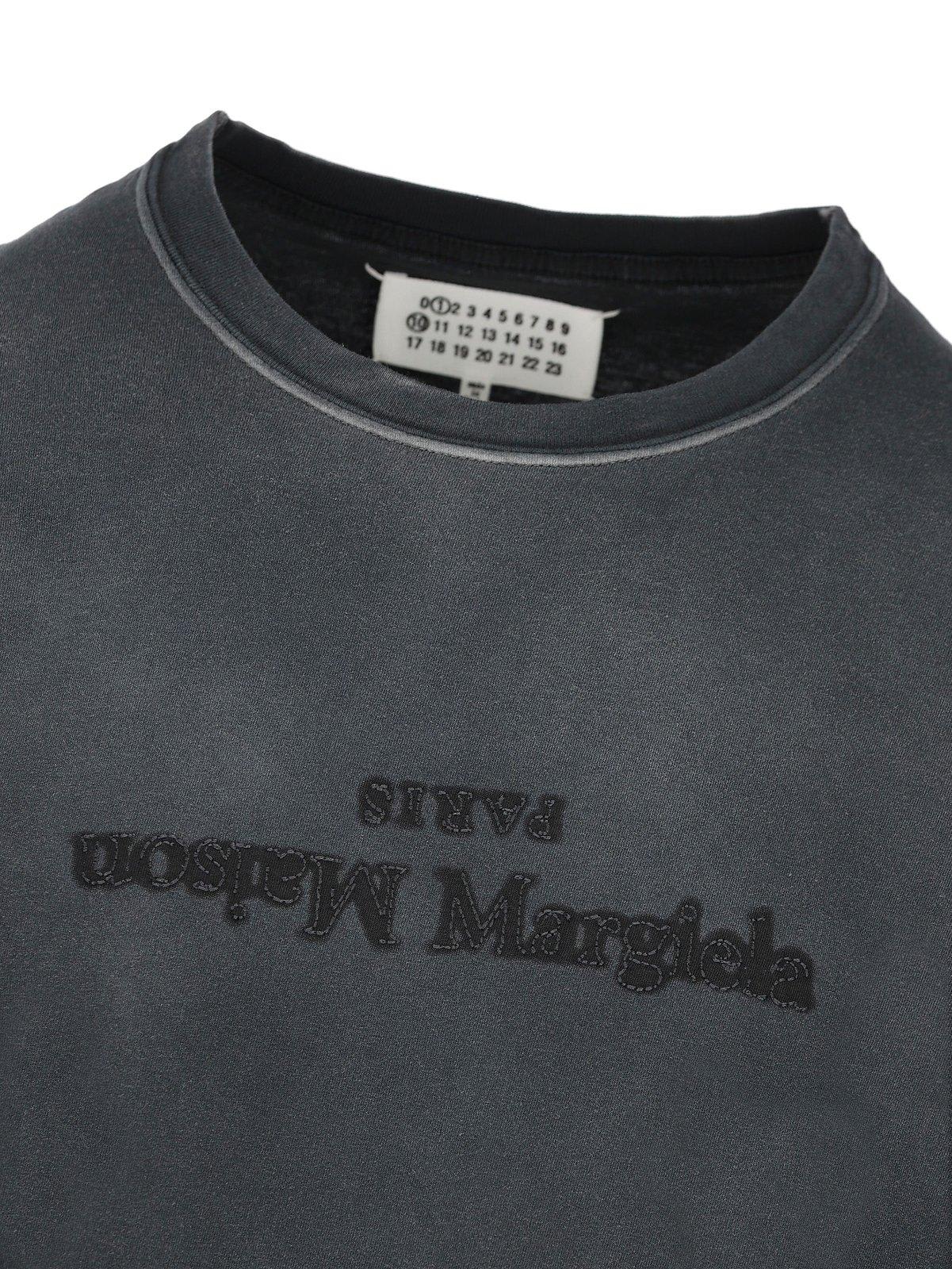 Shop Maison Margiela Reverse Logo-printed Crewneck T-shirt In Nero
