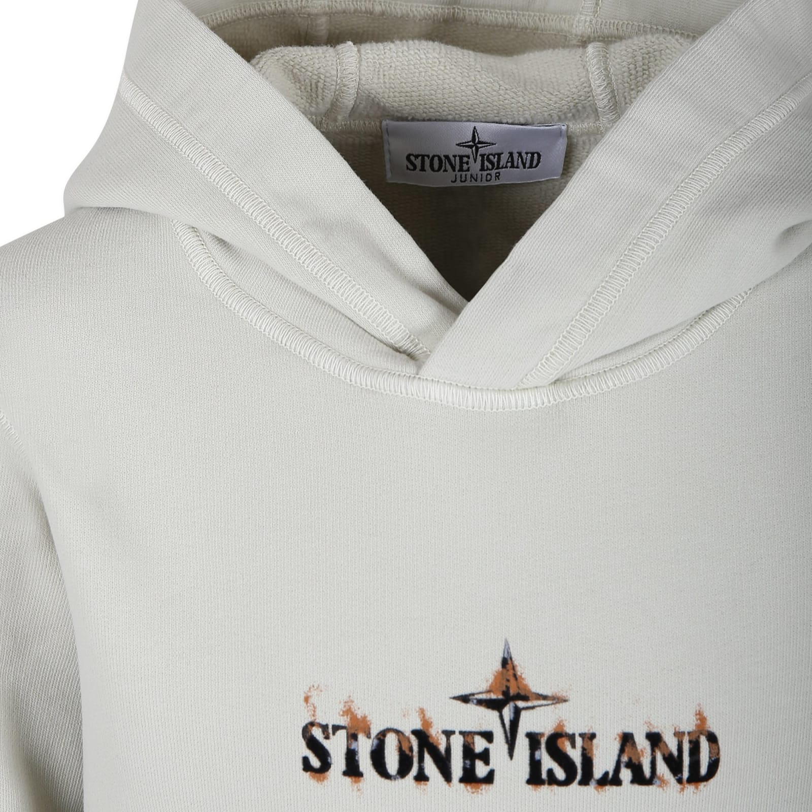 Stone Island Ivory Sweatshirt For Boy With Logo In V0097