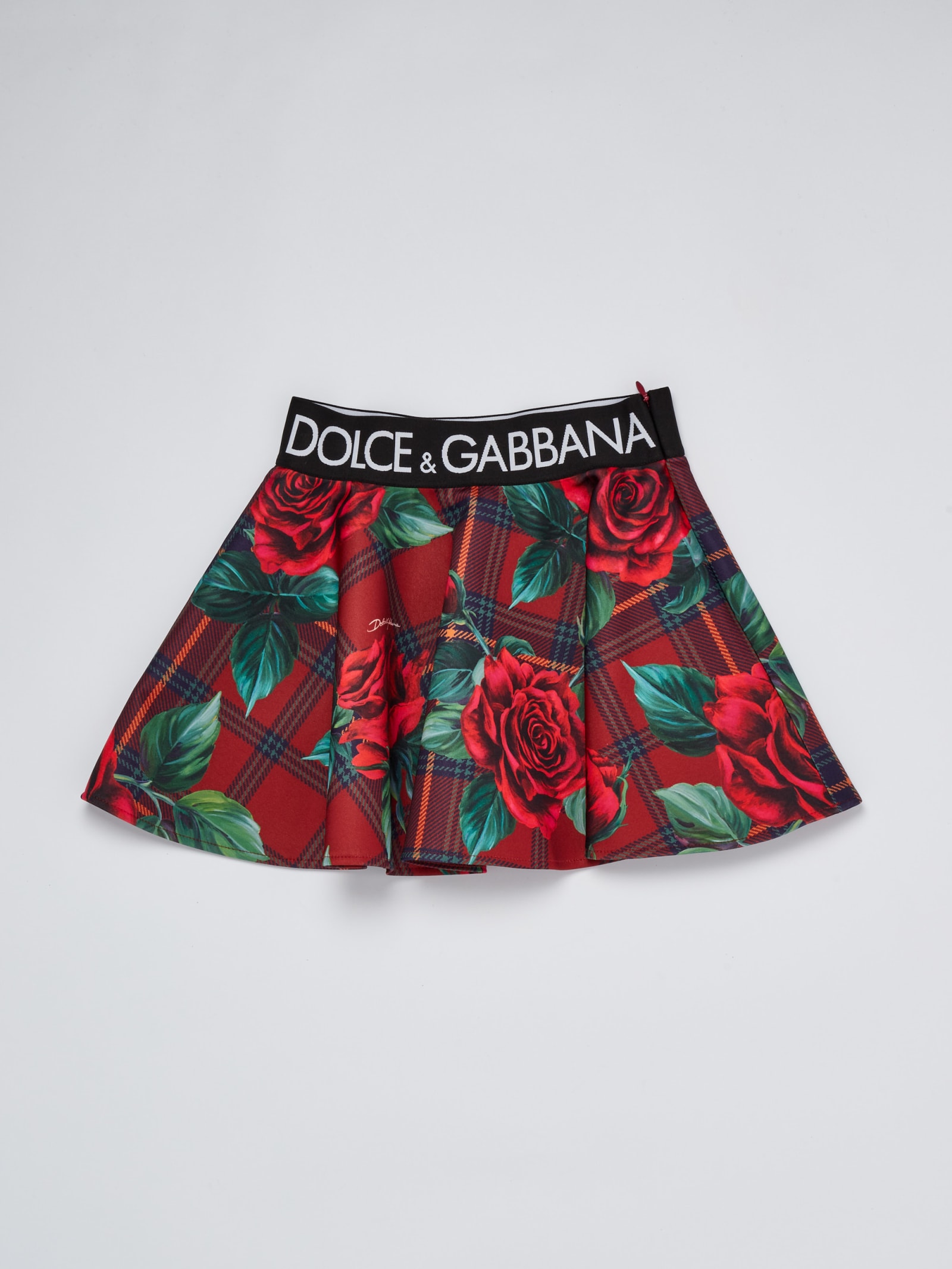 Dolce & Gabbana Little Girl's & Girl's Scuba Tartan Rose Skirt In Rosso
