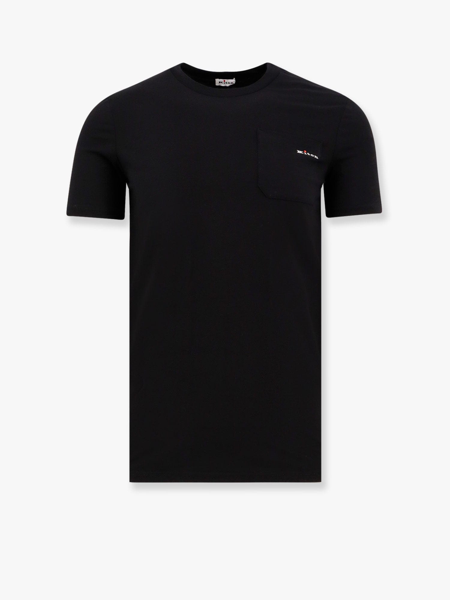 Shop Kiton Cotton T-shirt With Embroidered Logo In Black