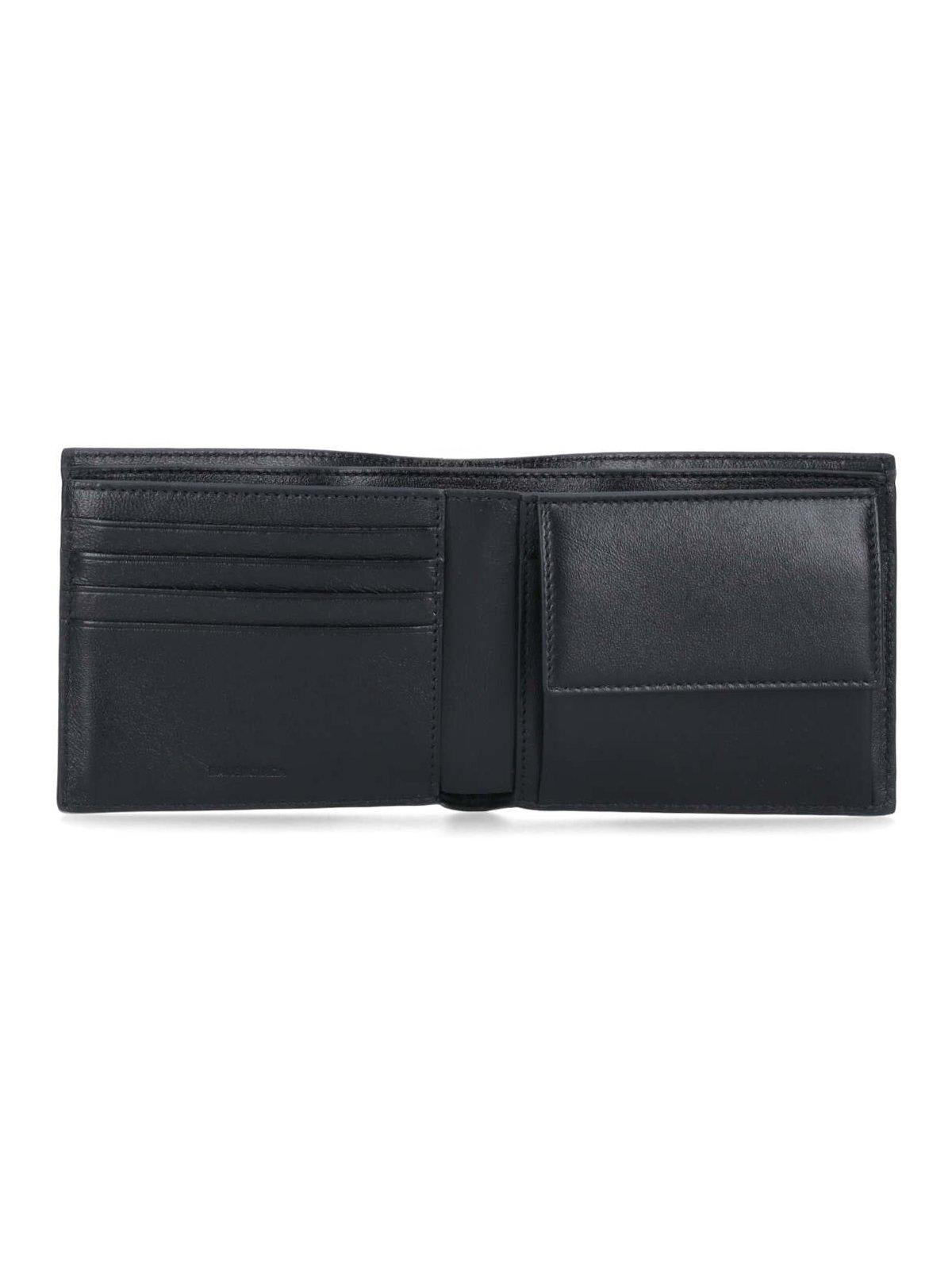 Shop Balenciaga Political Stencil Logo Print Bifold Wallet In Black