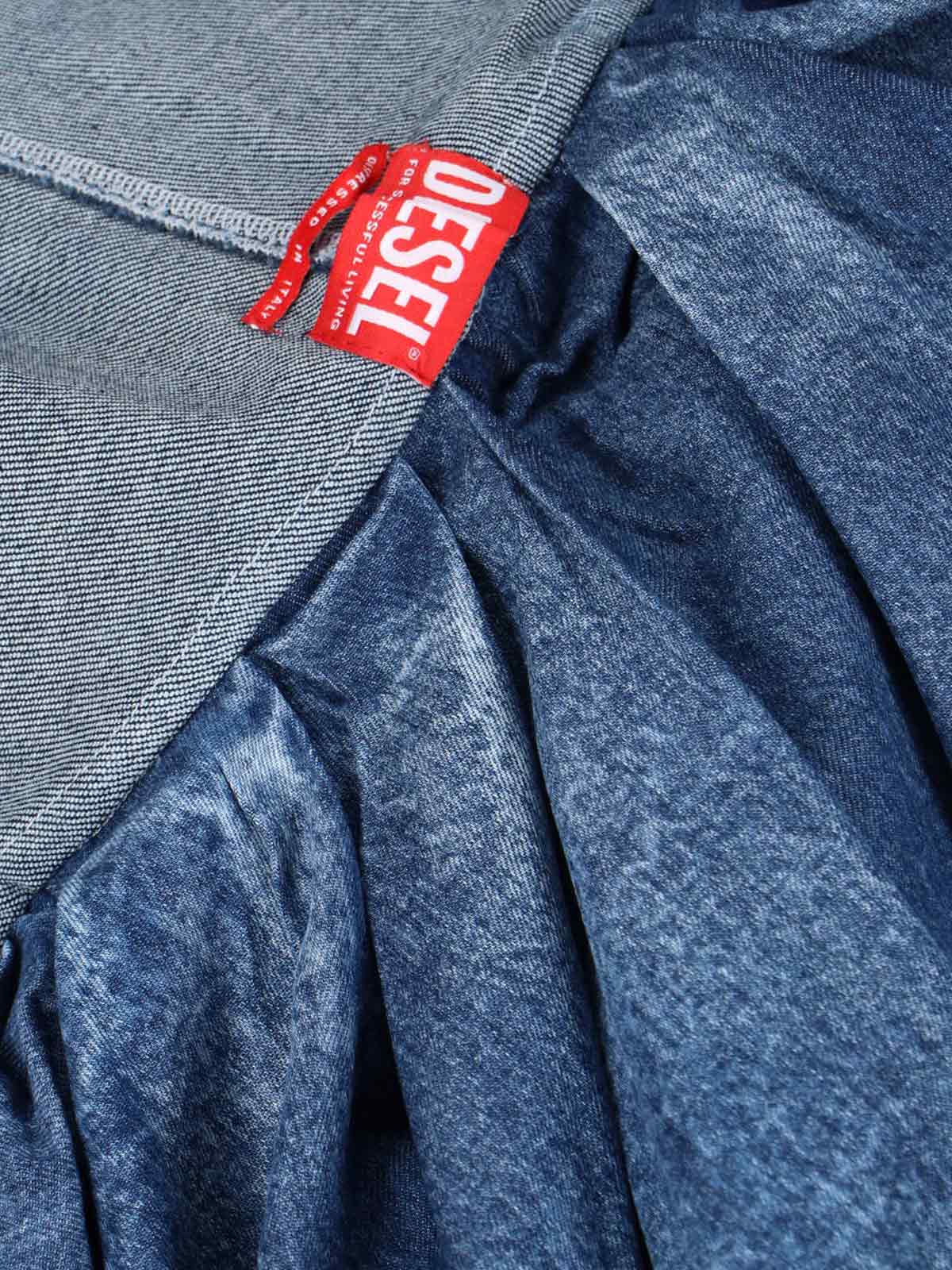 Diesel De-ria Asymmetric Denim Mini Skirt In Blue