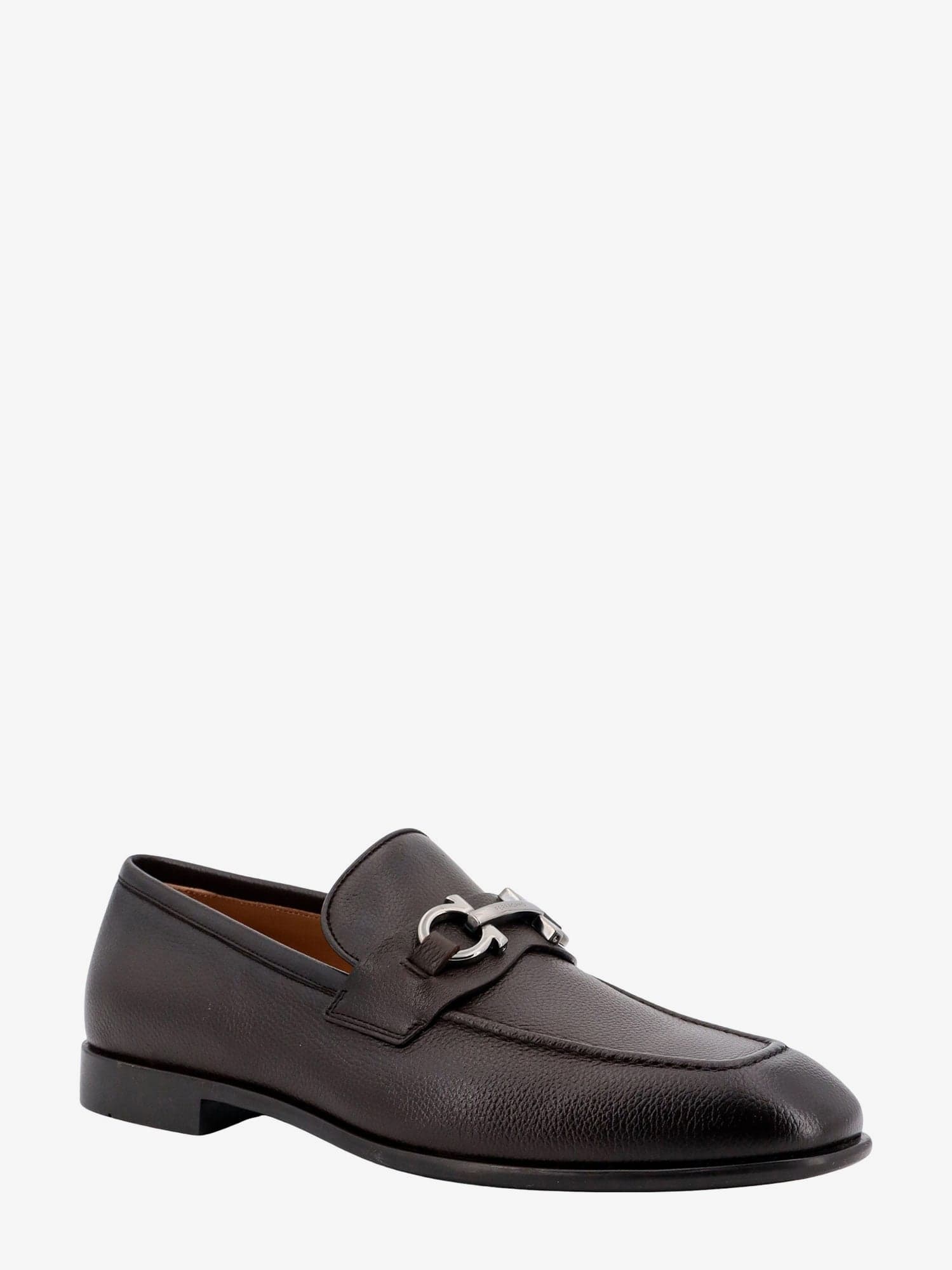 Ferragamo Foster Gancini Loafers In Hammered Leather In Brown