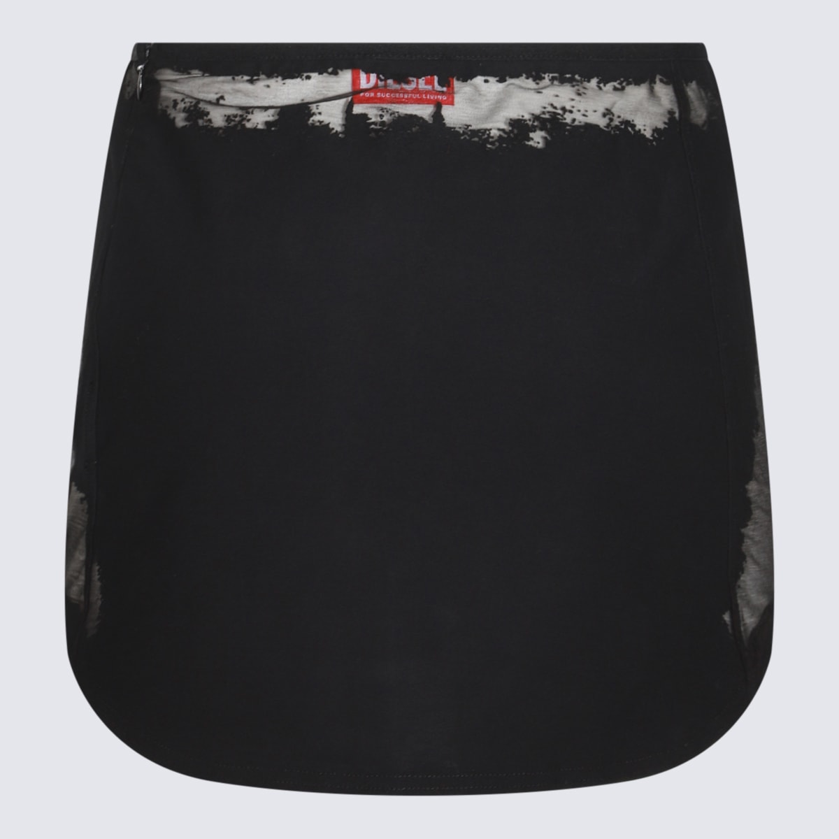 Shop Diesel Black Cotton Mini Skirt