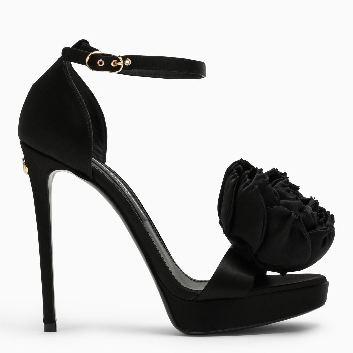 Shop Dolce & Gabbana Black Satin High Sandal