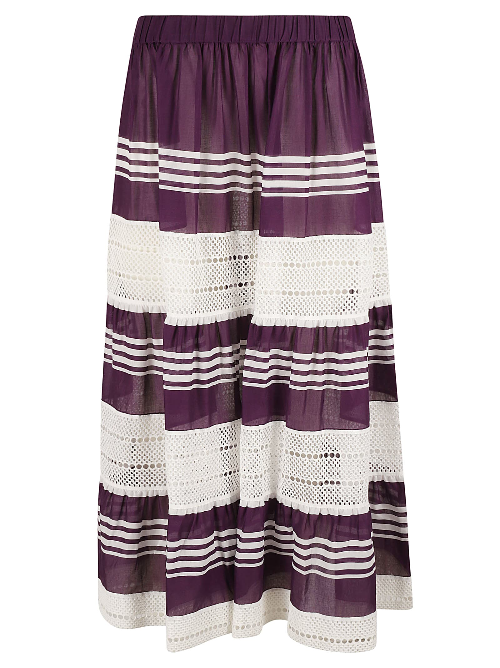 Stripe Cotton Midi Skirt