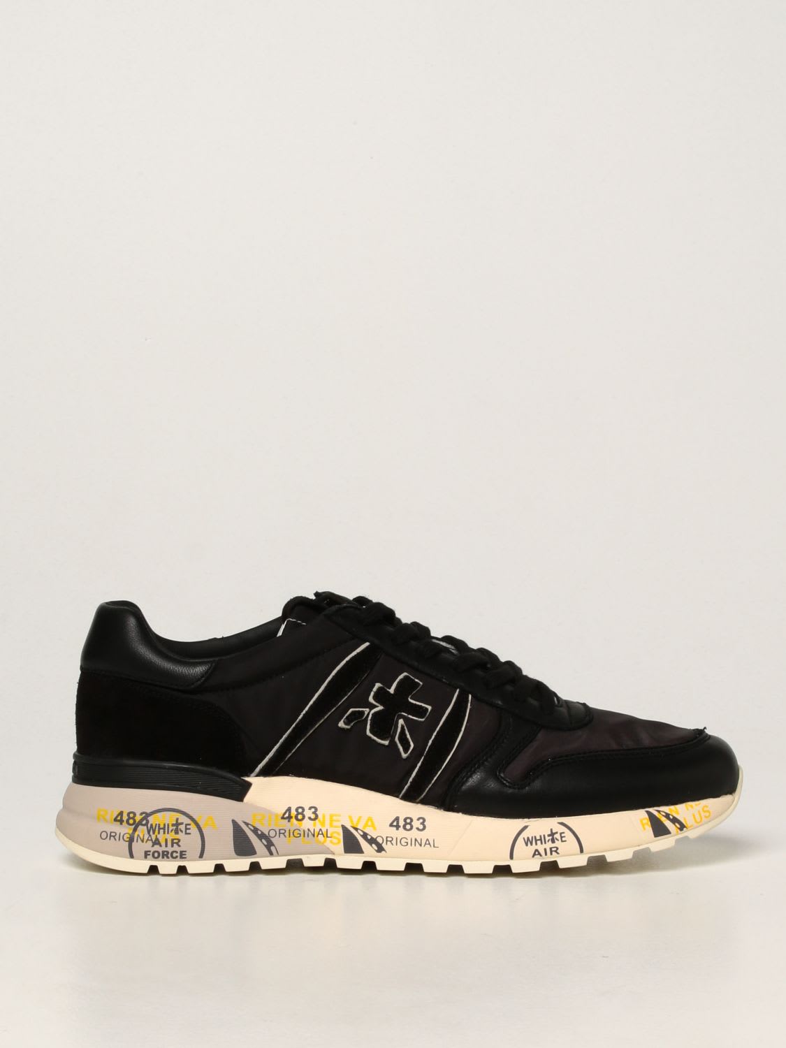 Premiata Sneakers Lander Sneakers In Nylon And Suede In Black | ModeSens