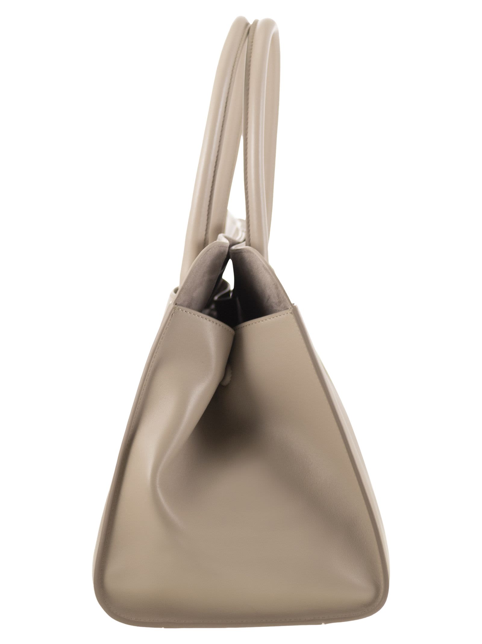 Fabiana Filippi Large Handbag With Metal Accessory In Beige
