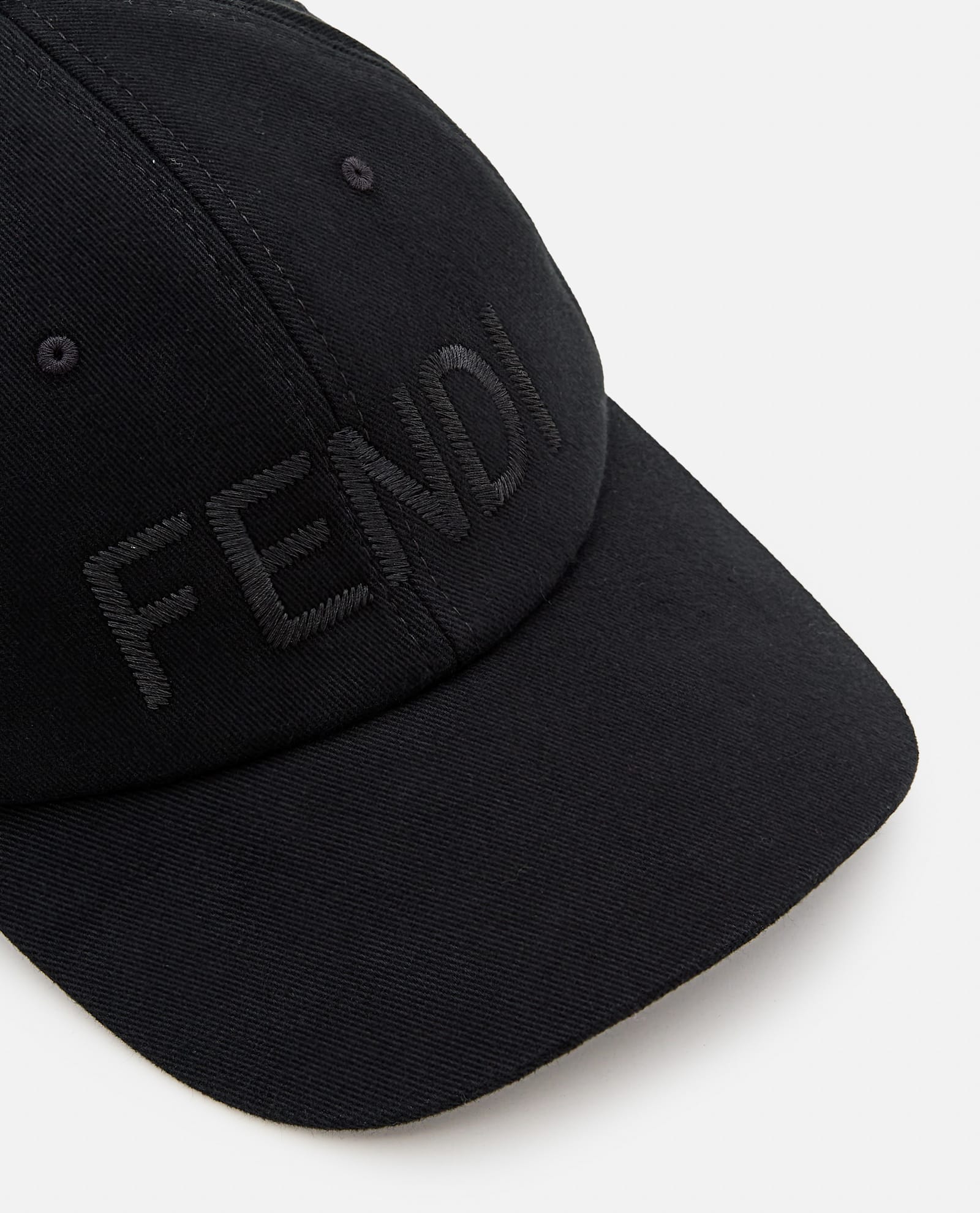 Fendi Men Wool Blend Baseball Hat With Logo Embroidery In Black