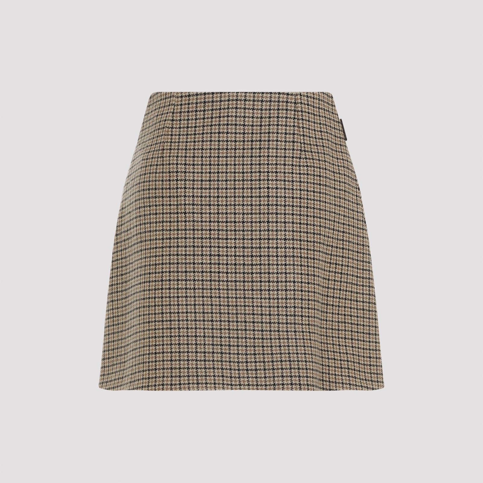 Moncler Beige & Green Wool Mini Skirt In Miscellaneous