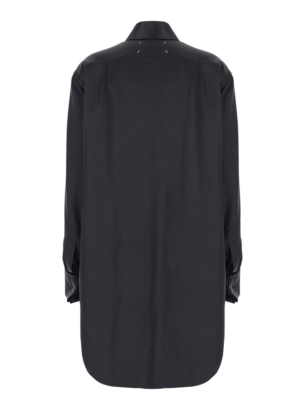 Shop Maison Margiela Black Oversized Shirt With Oversized Collar In Silk Woman