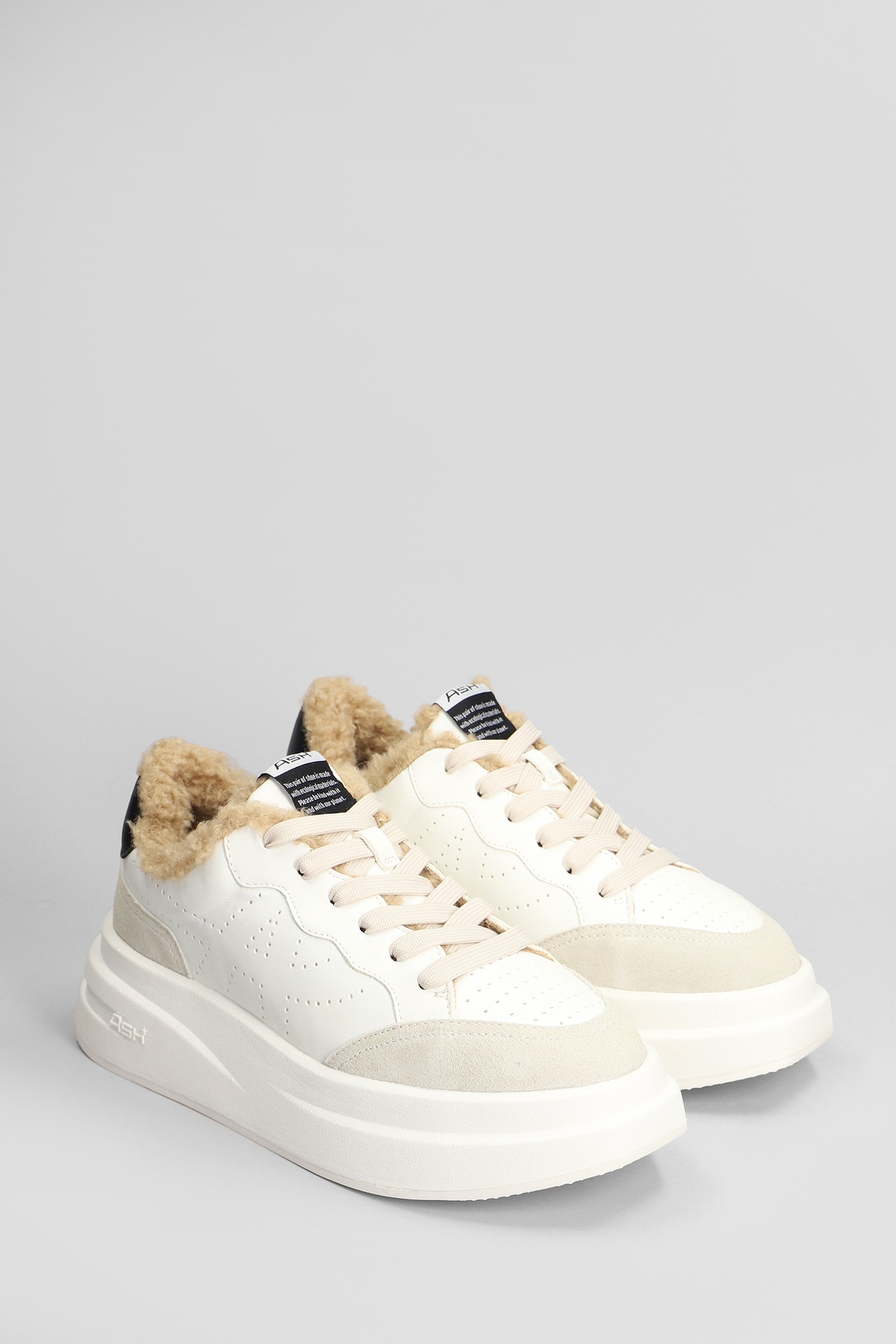 Shop Ash Impulsfur Sneakers In White Suede And Leather