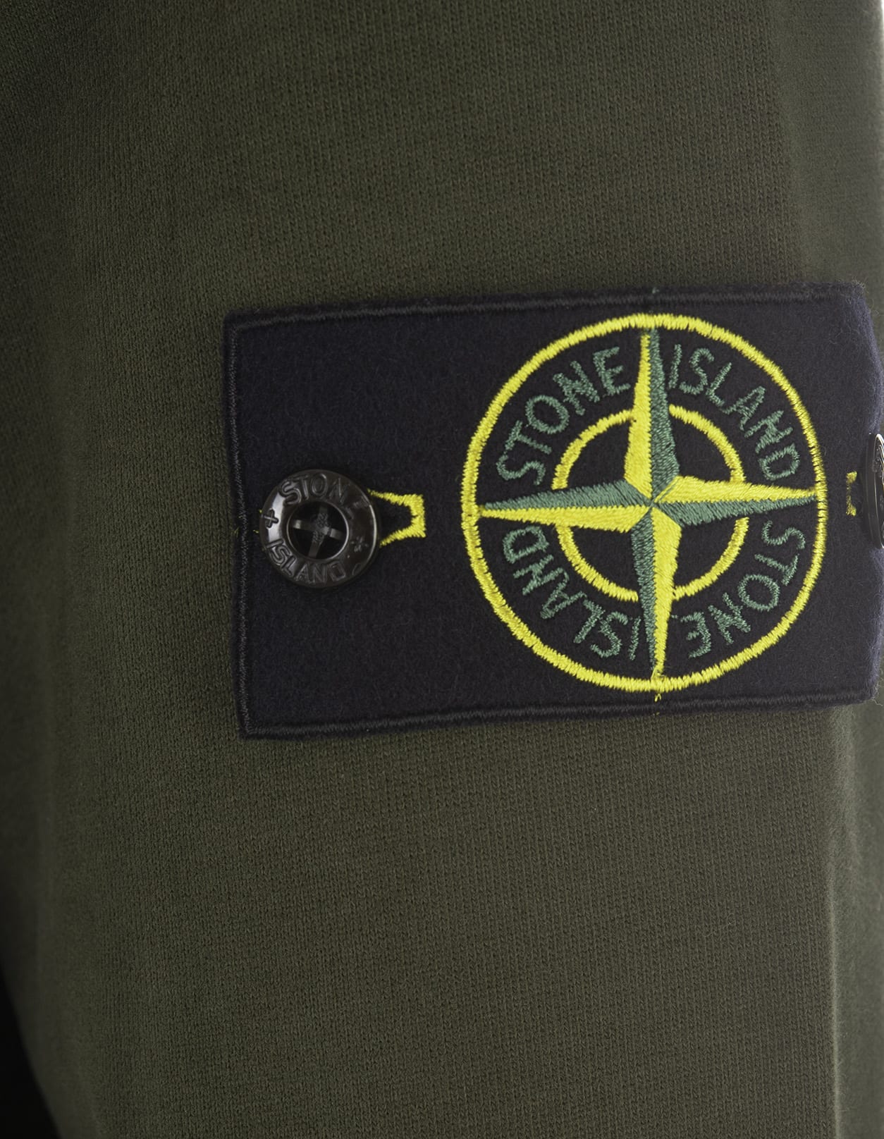 Shop Stone Island Military Green Hoodie With Buttons In Verde