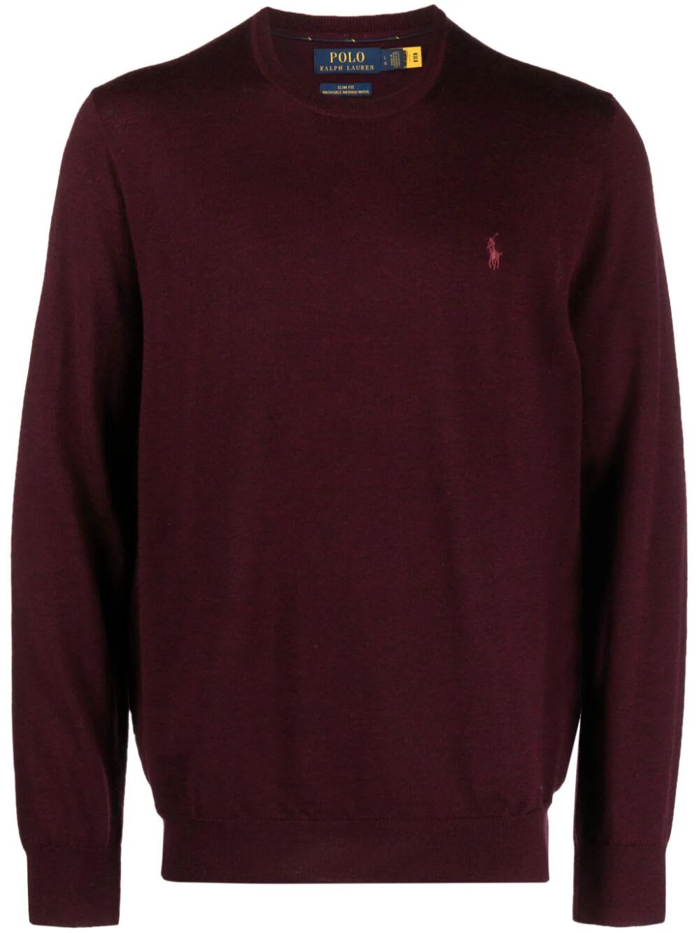 Shop Polo Ralph Lauren Long Sleeve Crew Neck Pullover In Aged Wine Heather