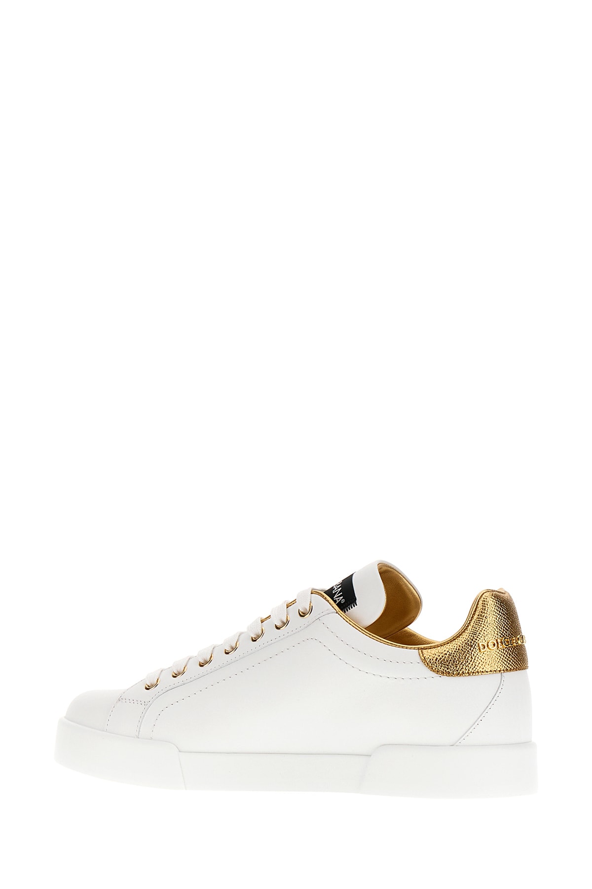 Shop Dolce & Gabbana White Leather Portofino Sneakers In 89662