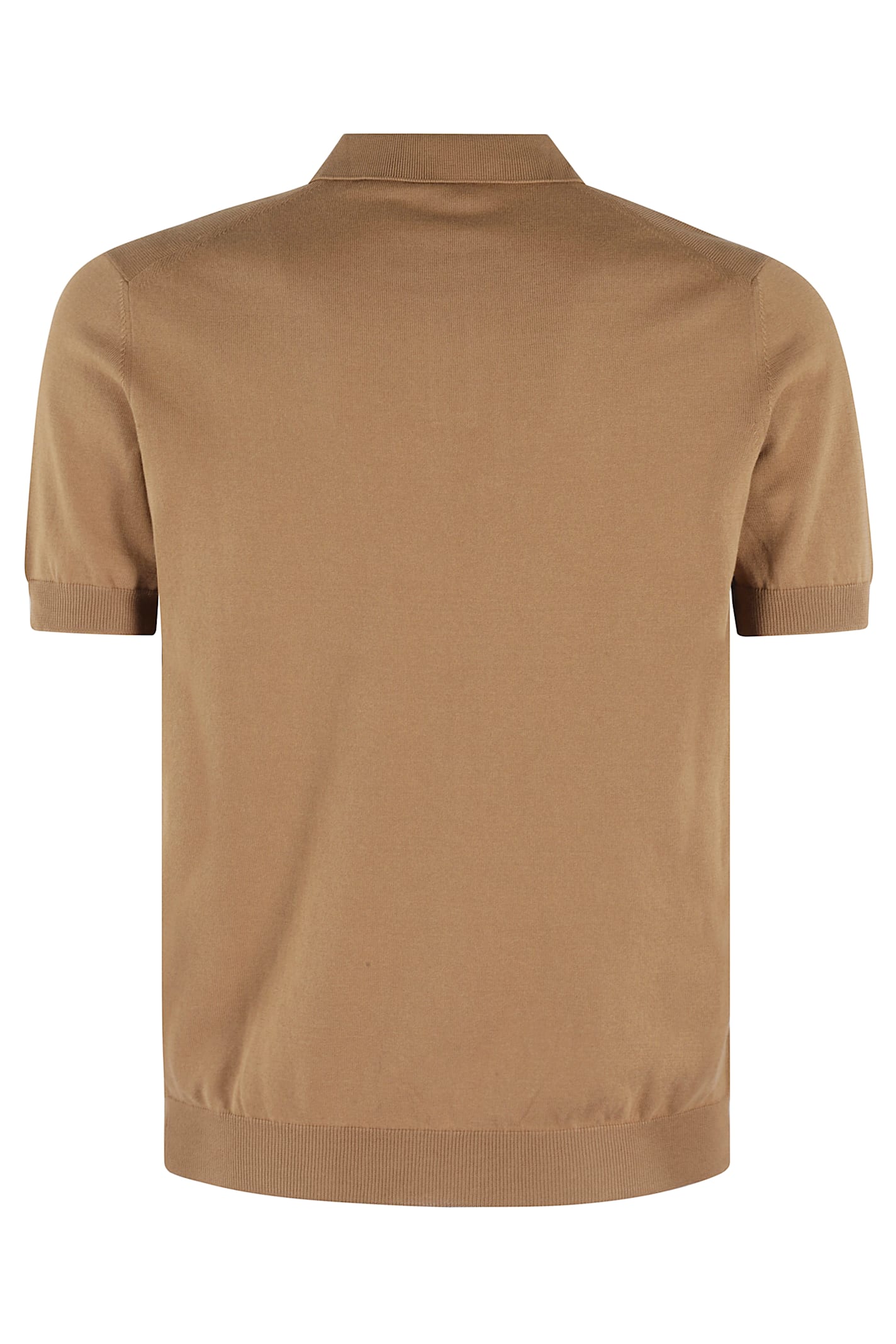 Tagliatore Basic Short-sleeved Cotton Polo Shirt In Camel
