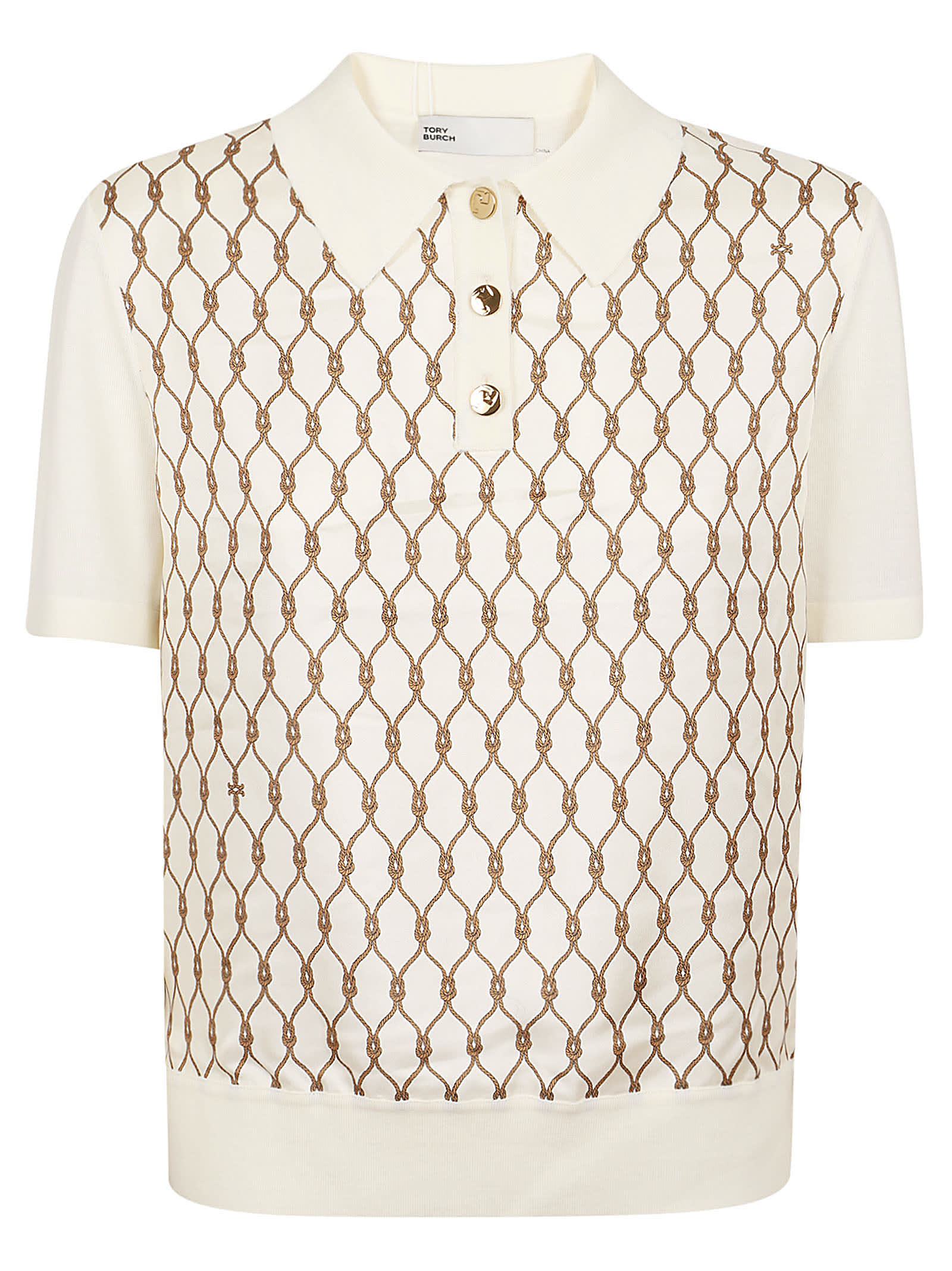 TORY BURCH SILK FRONT POLO