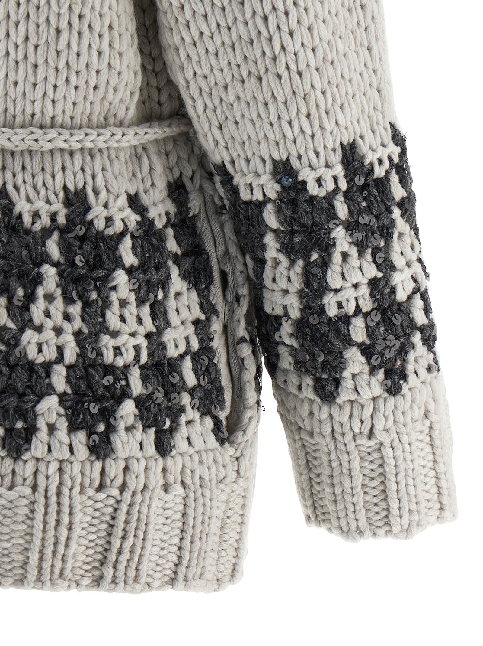 Brunello Cucinelli Opera Prince Of Wales Cardigan In Neutral