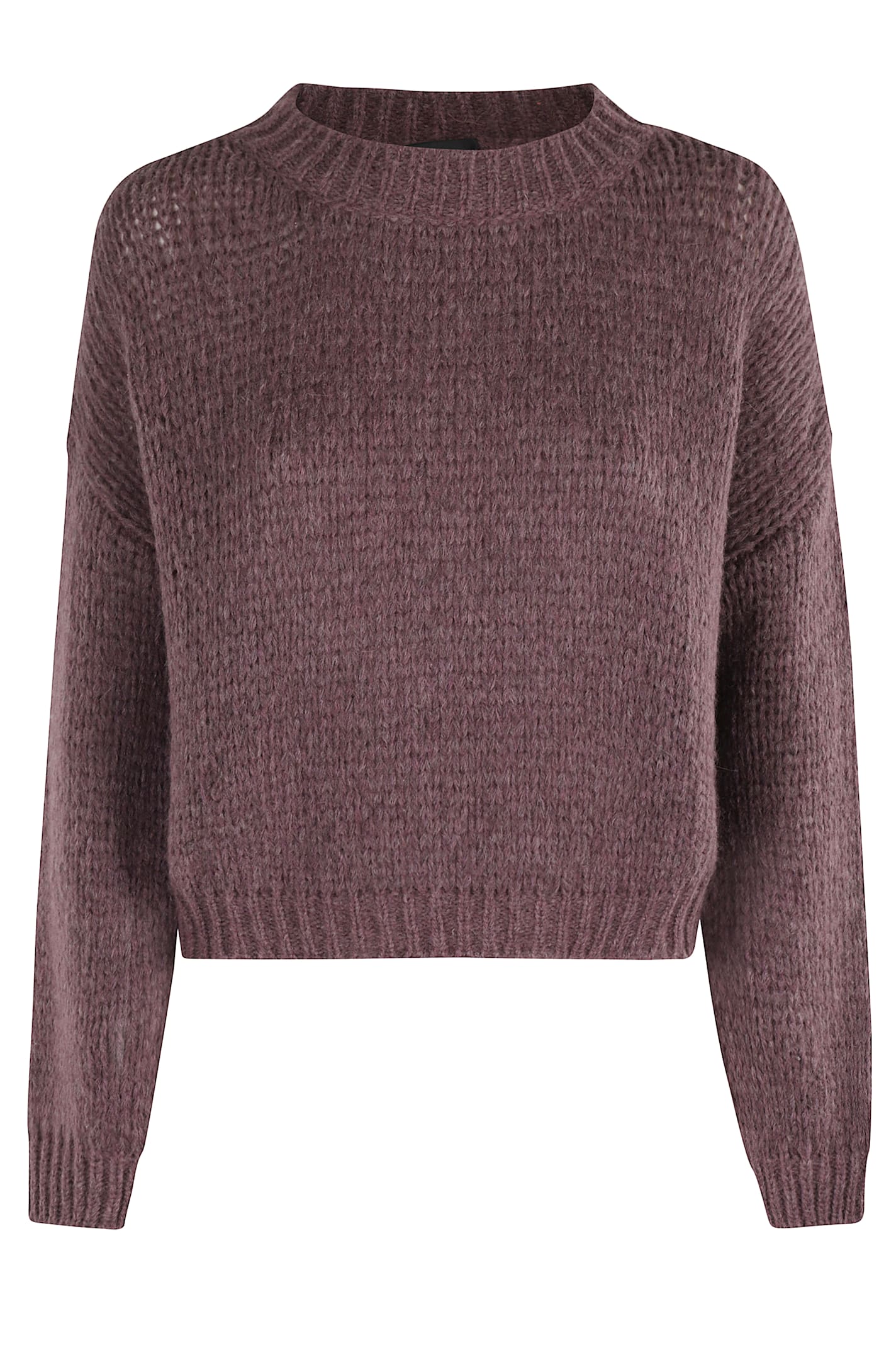 Roberto Collina Bordeaux Crew Neck Sweater In Textured Knit In Purple